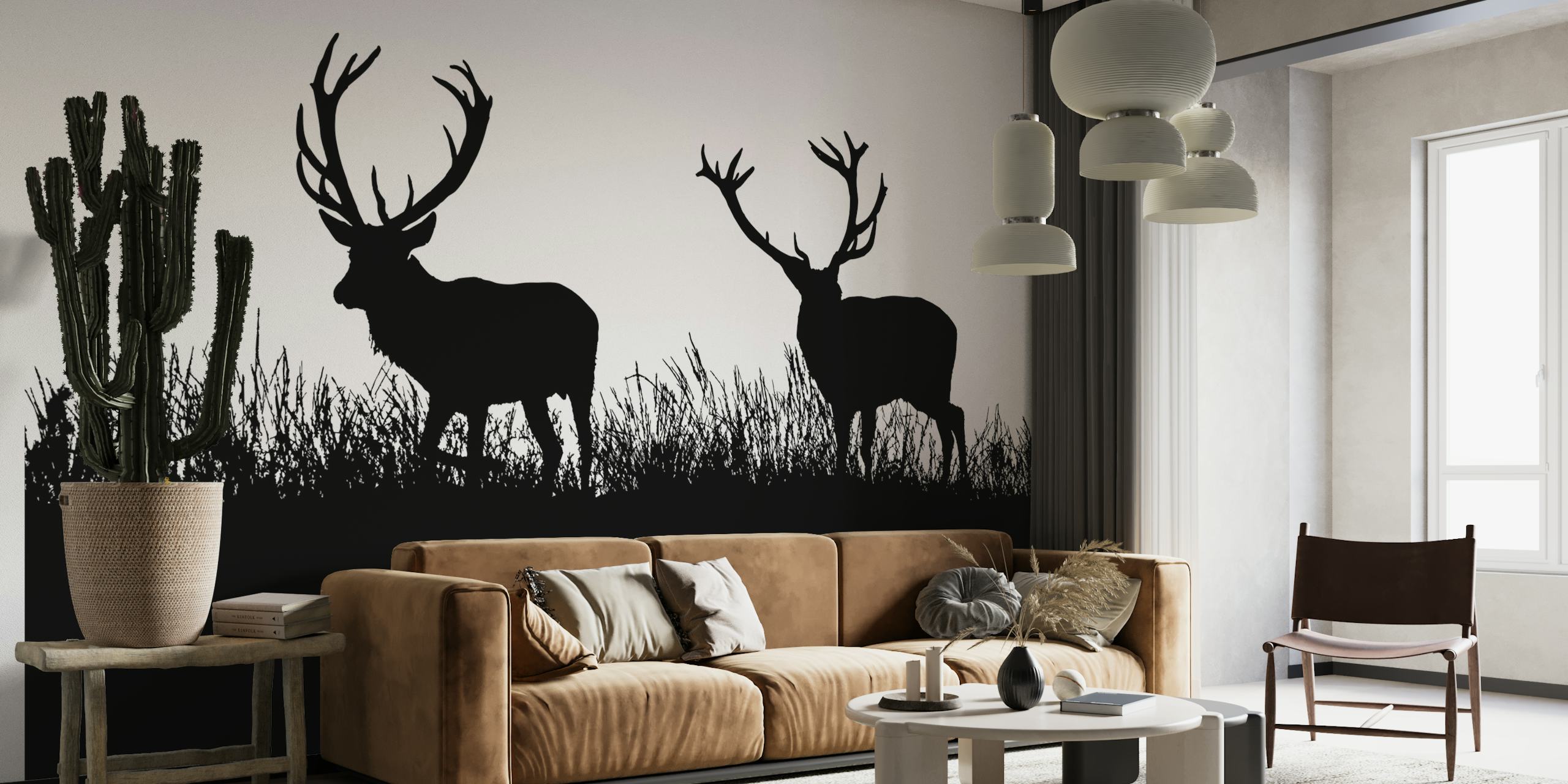 Black And White Deer papel pintado