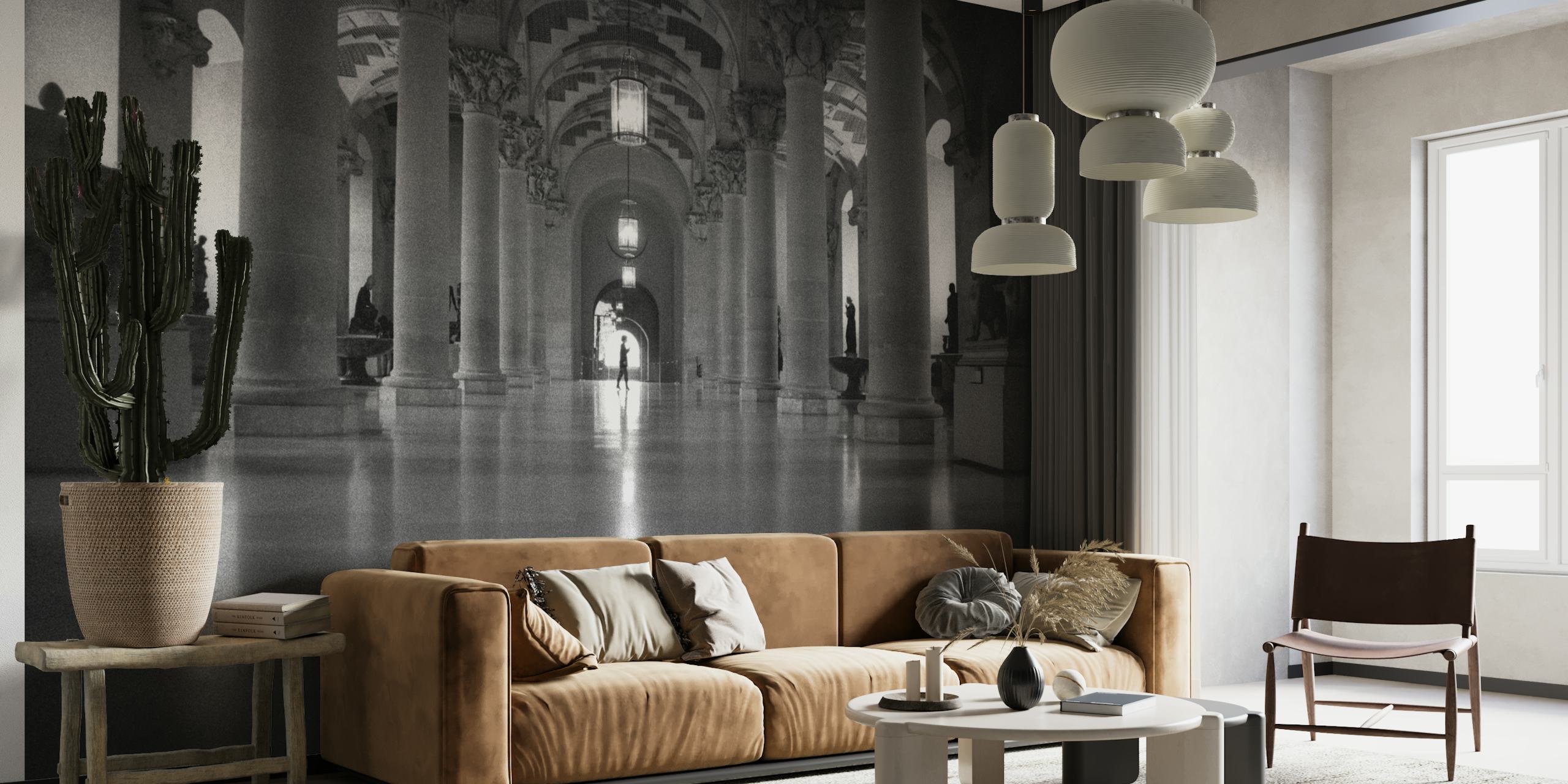 Lost inside the Louvre wallpaper design