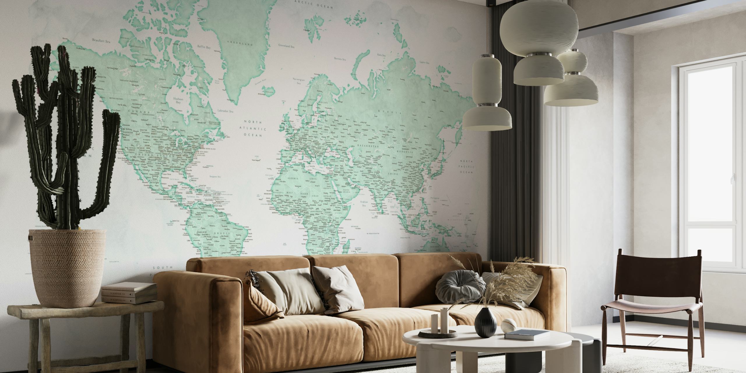 Detailed world map Uzuri behang
