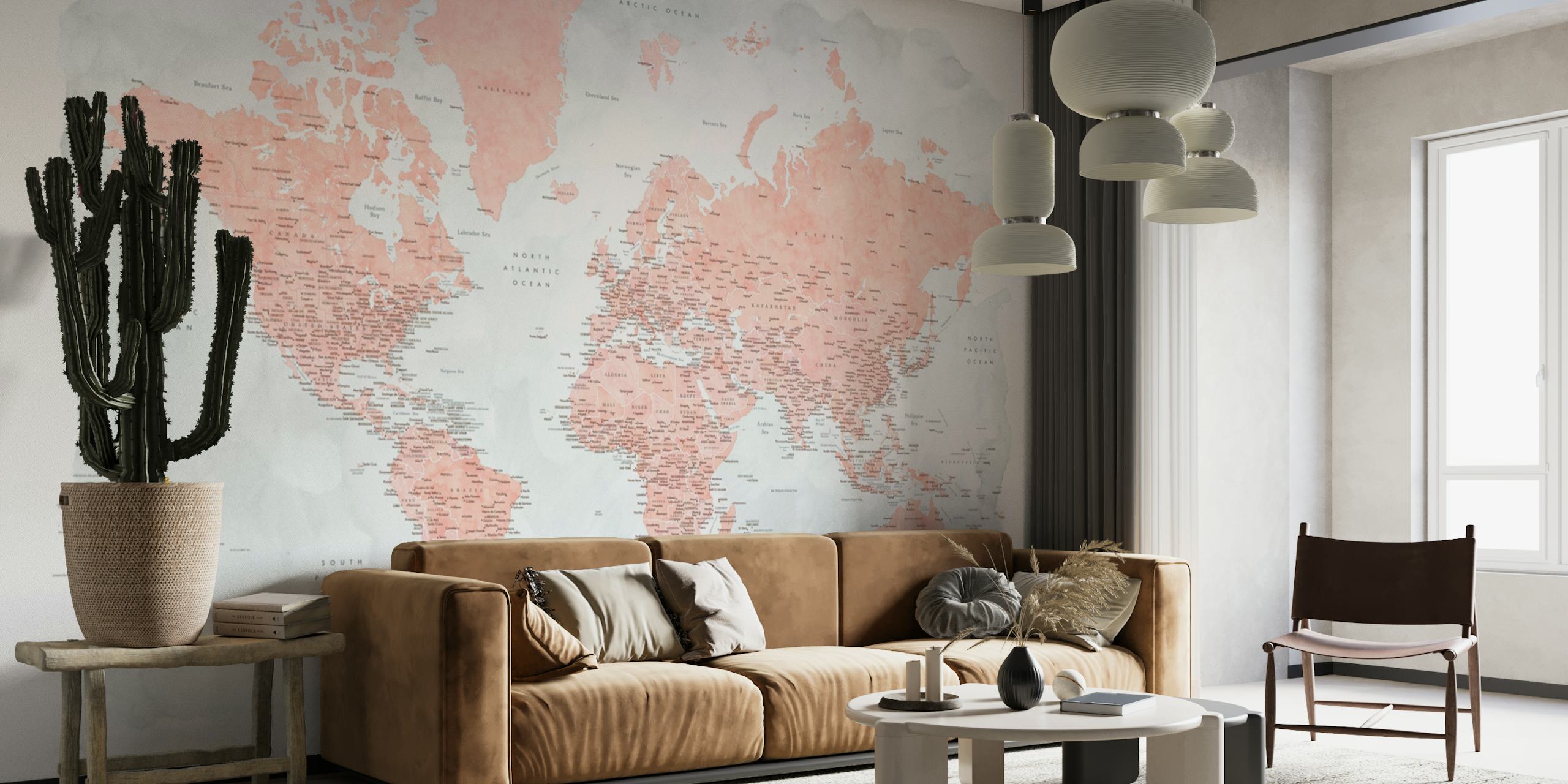 Papel tapiz de diseño de mapa mundial elegante habitación