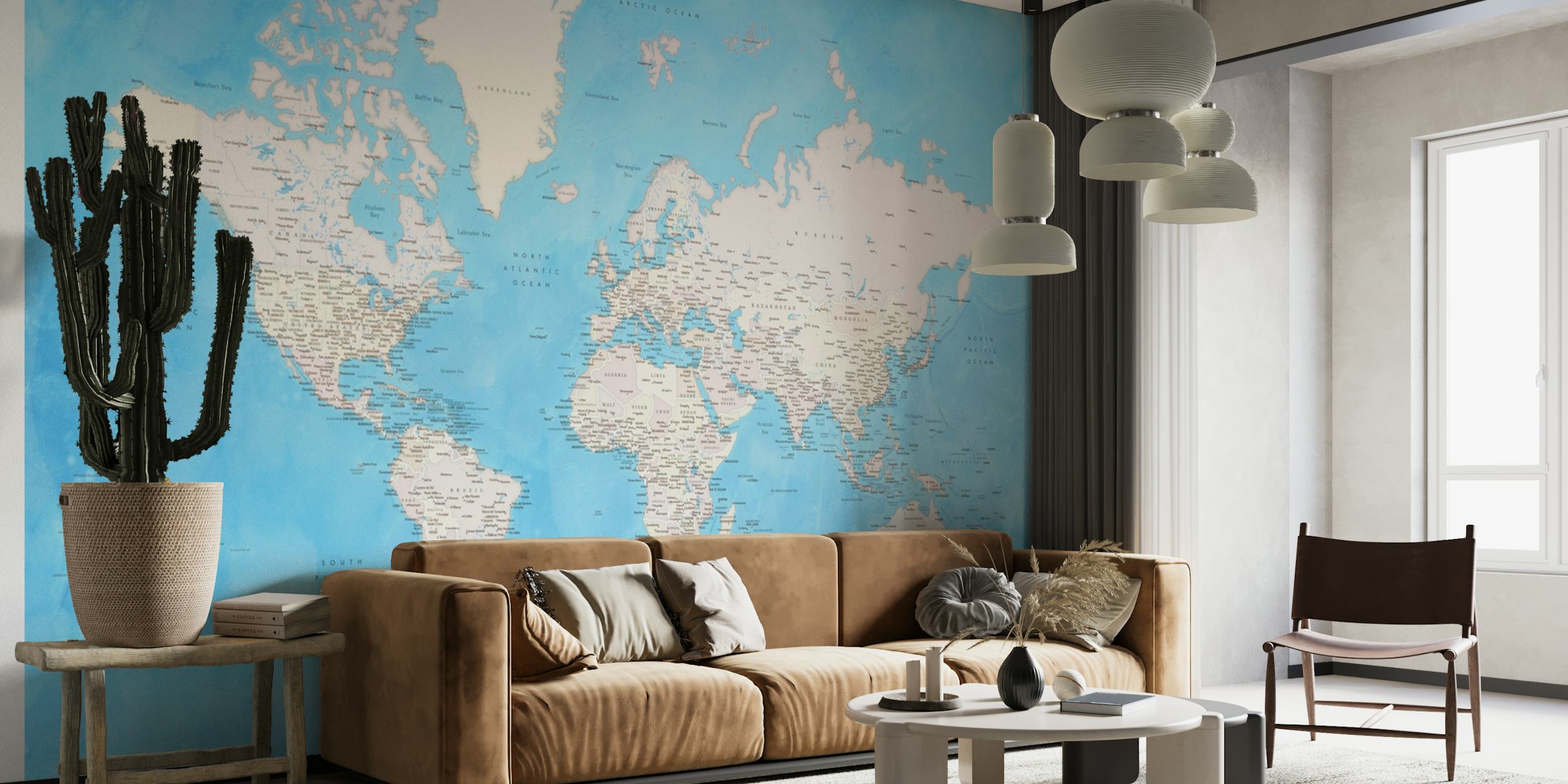Detailed world map Benning papel pintado