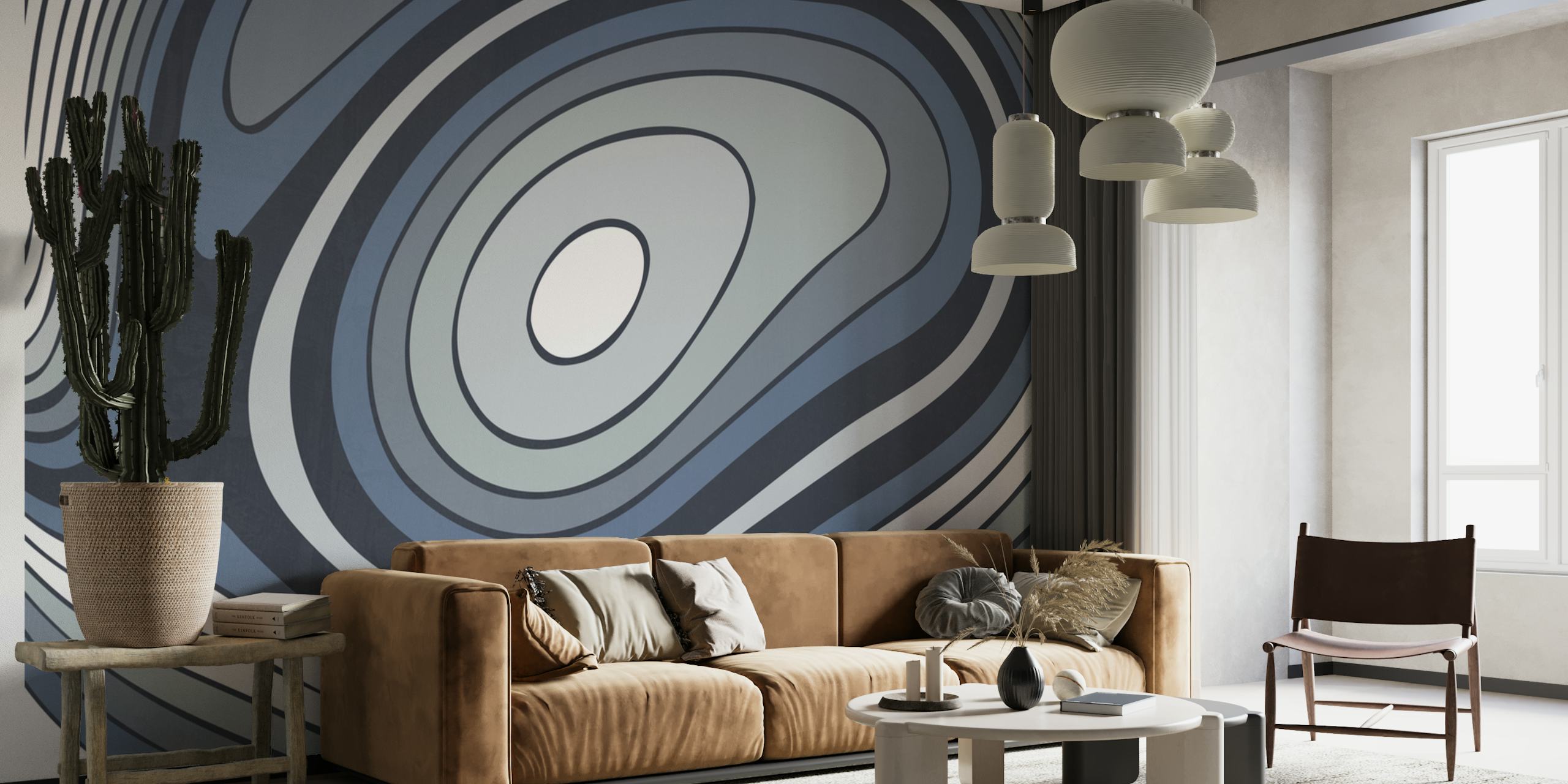 Abstract grey swirling pattern wall mural