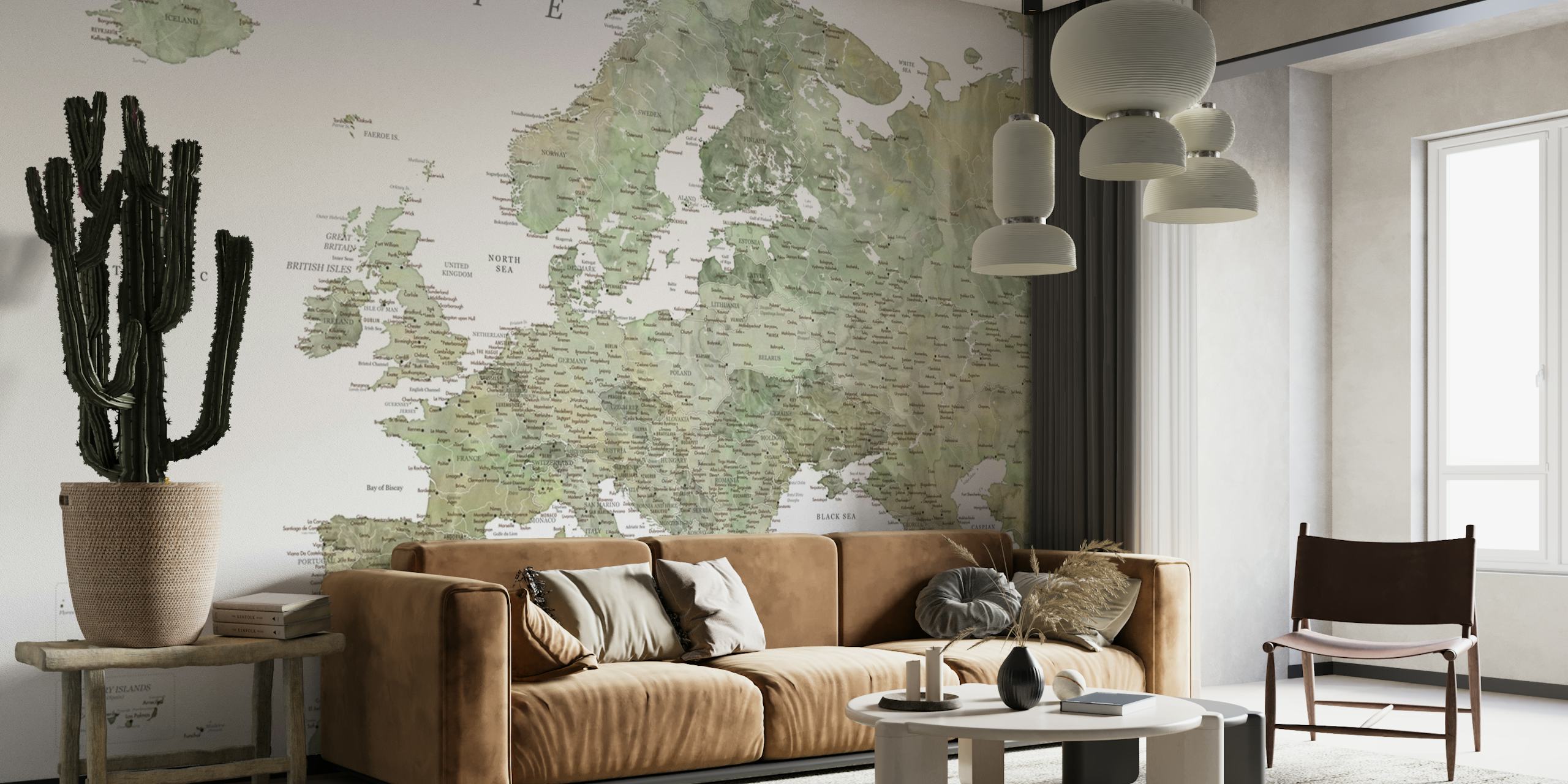 Tapeta Detailed Europe map v pokoji