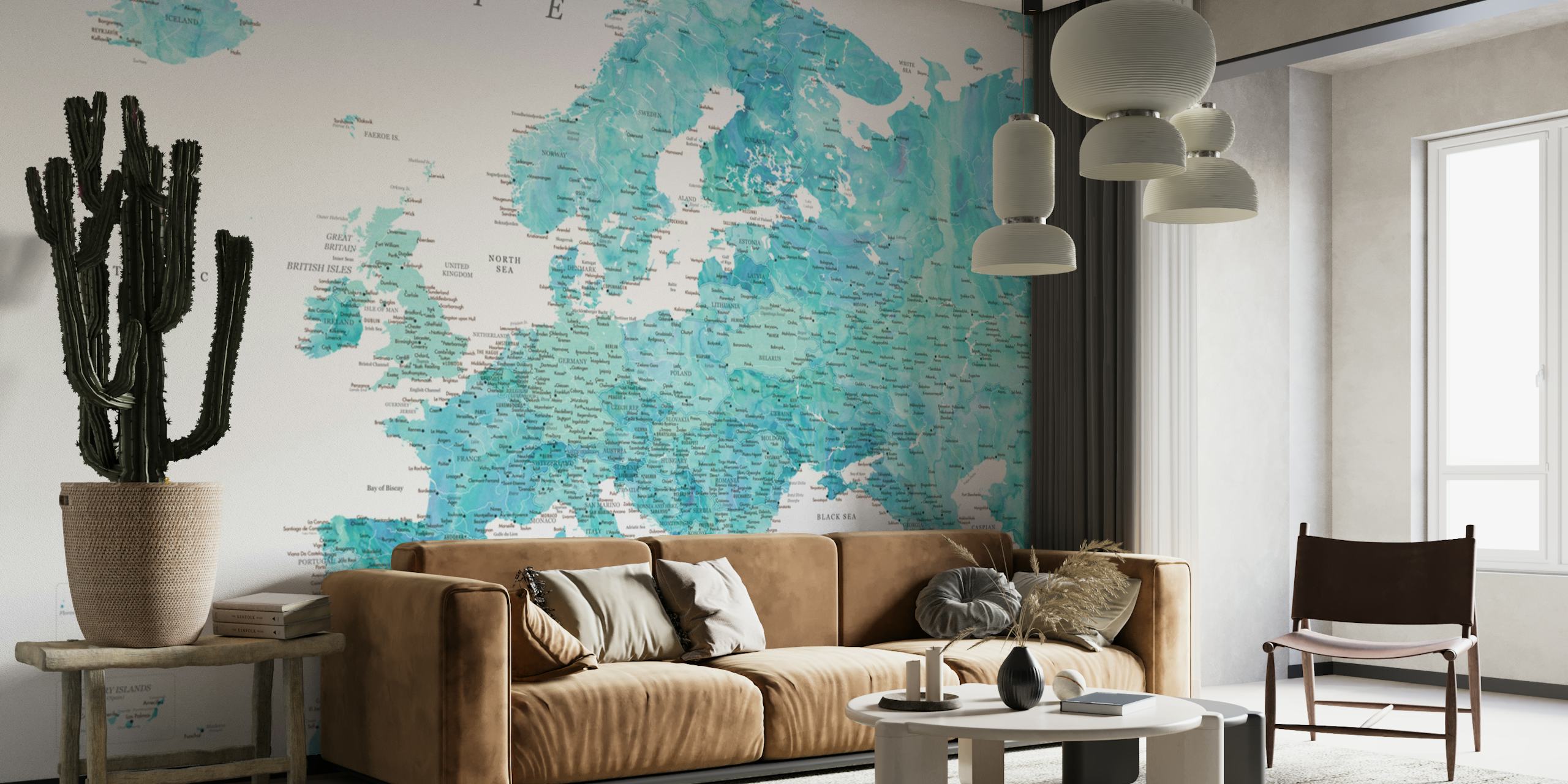 Αναλυτικός Europe map wallpaper σε ένα δωμάτιο