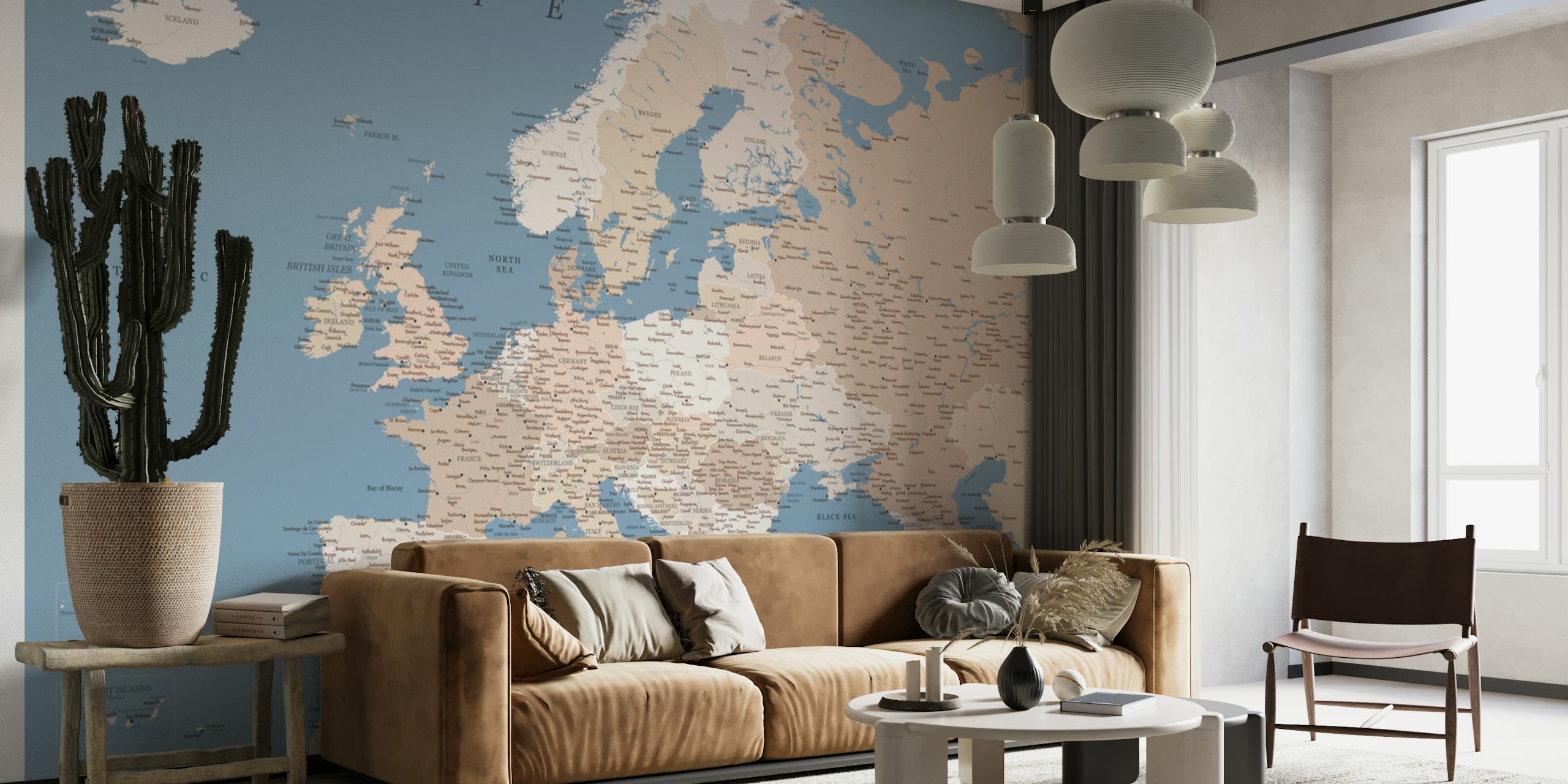 Λεπτομερής Europe map Amias για εσωτερική διακόσμηση