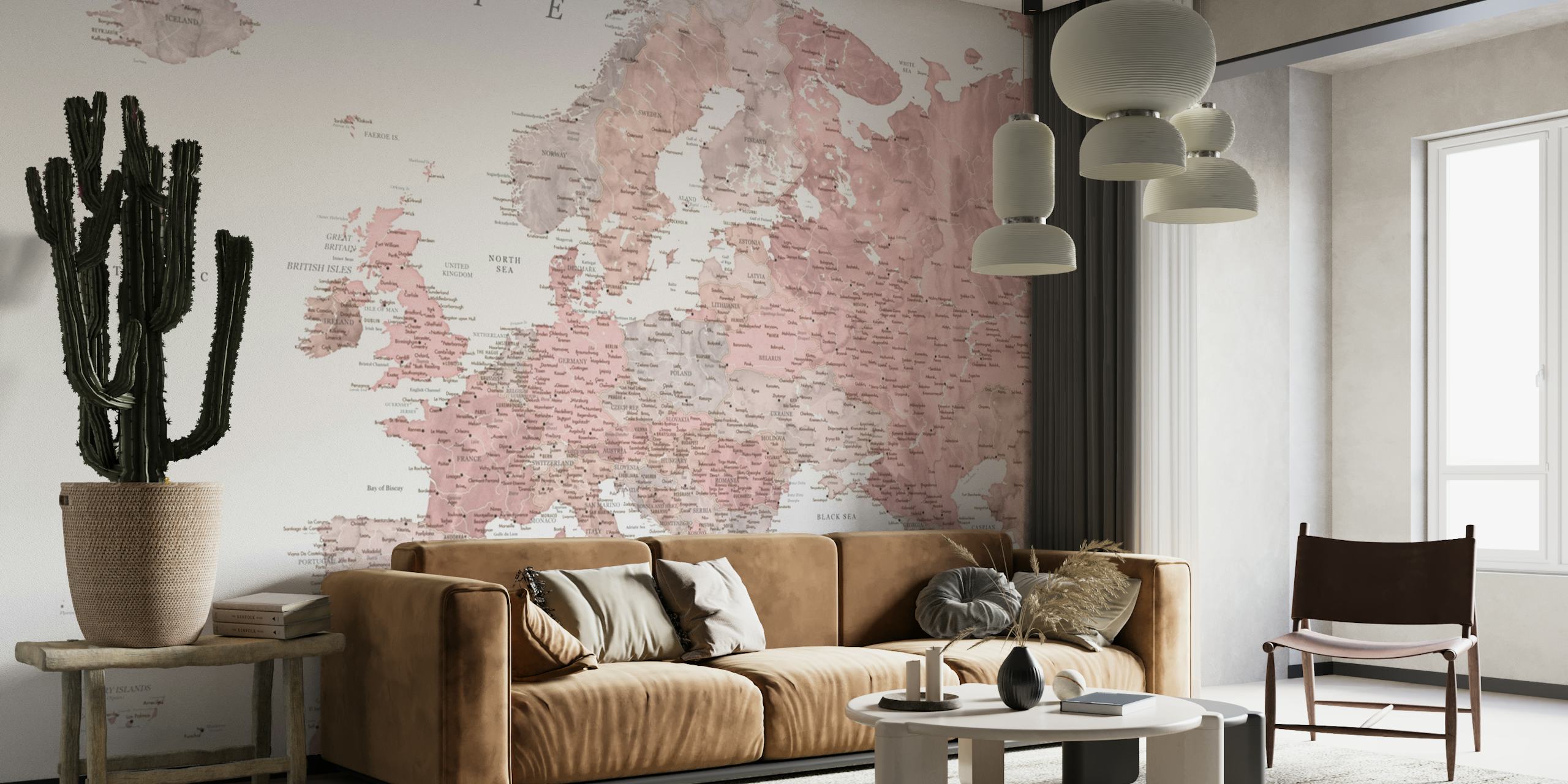 Detailed Europe map Piper papel pintado