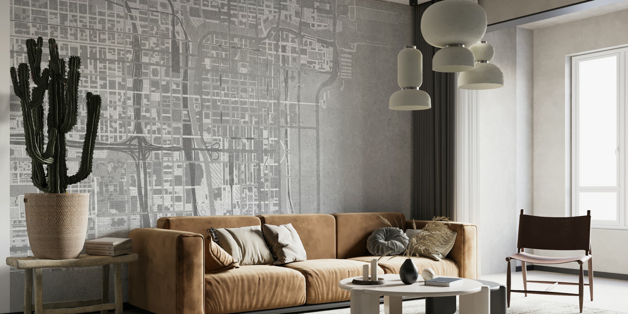 Gray Vintage Chicago map wallpaper