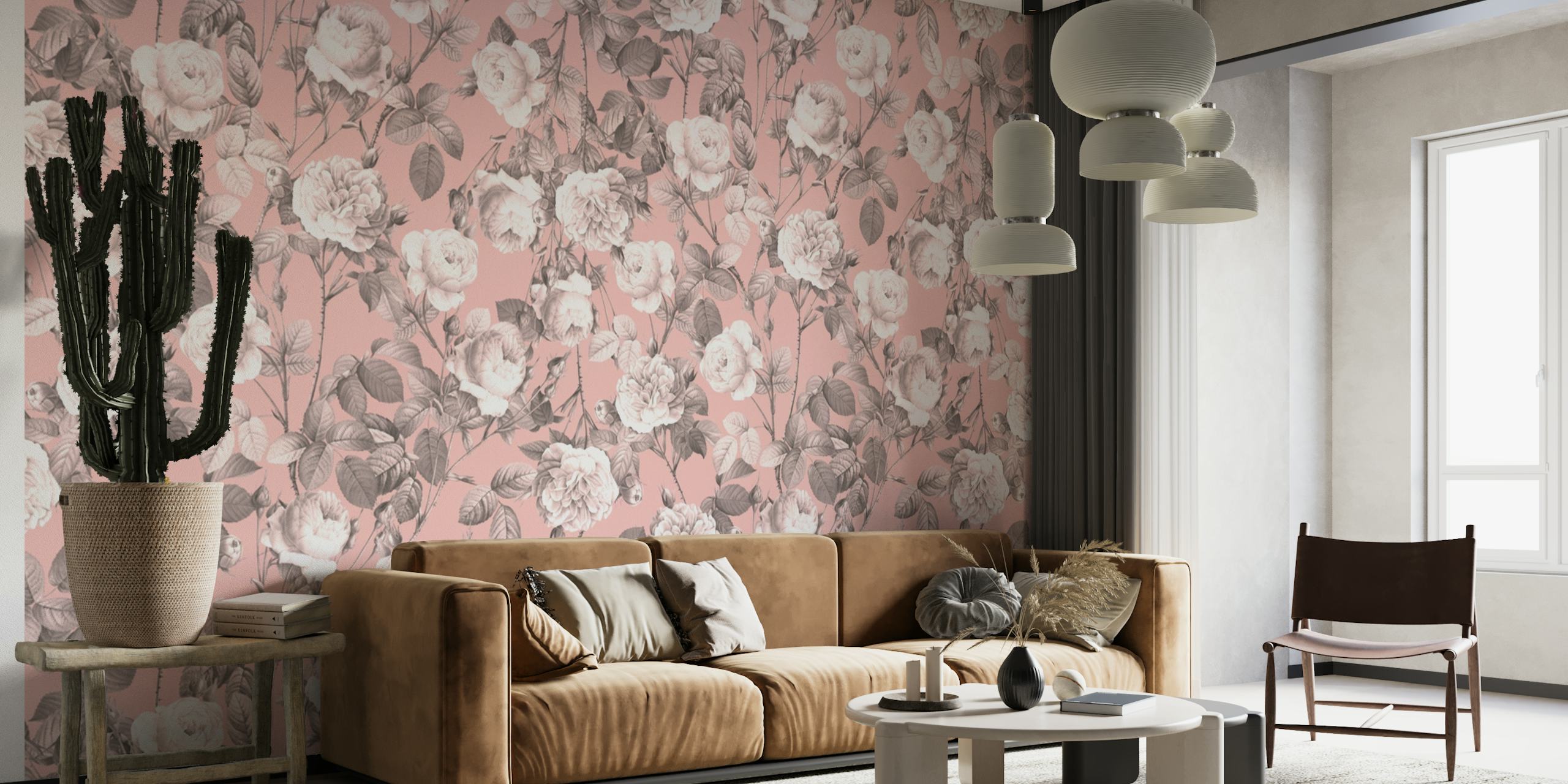 Vintage Roses in Soft Pink wallpaper