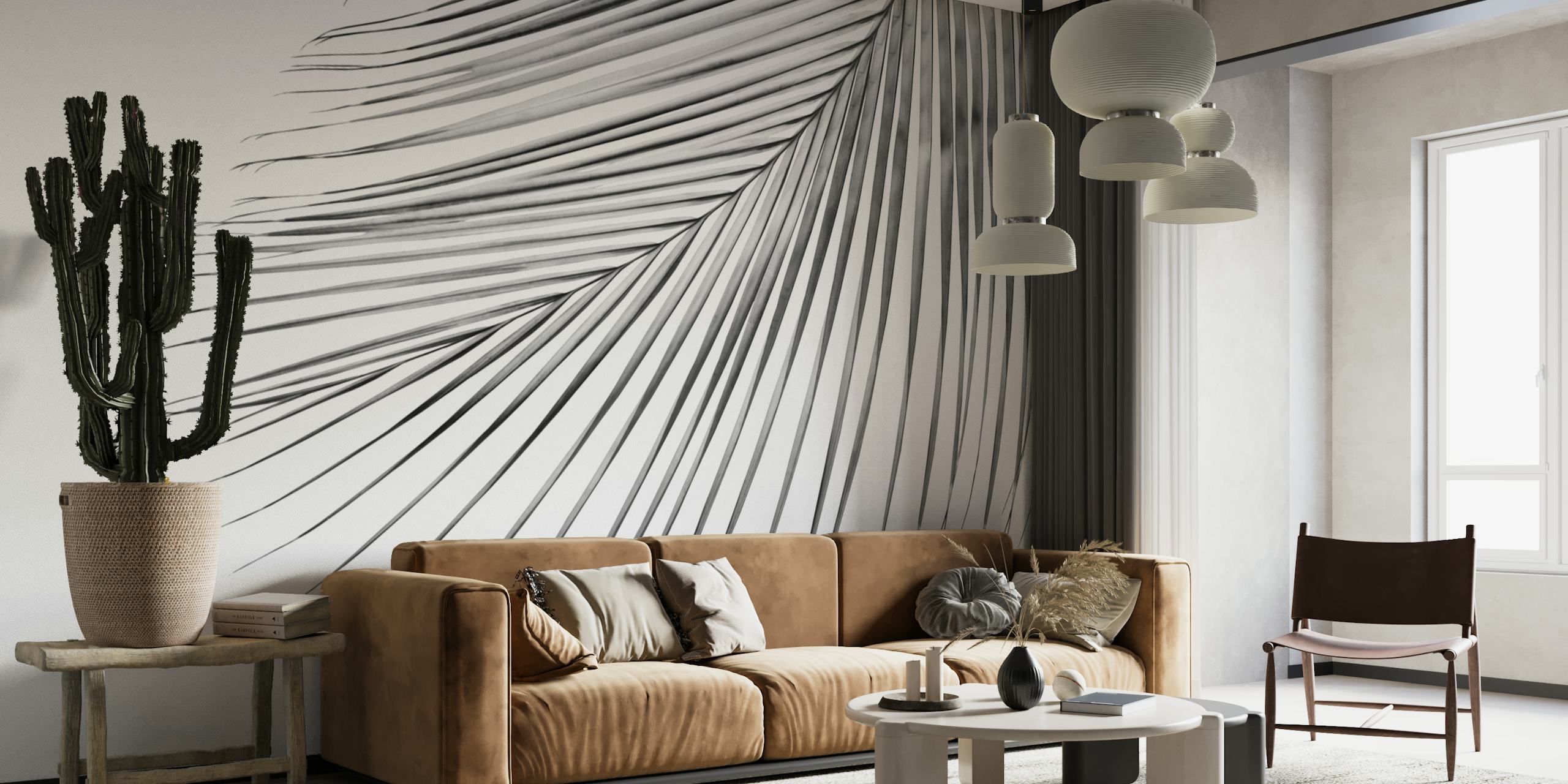 Silver Gray Palm Leaf Dream 1 wallpaper