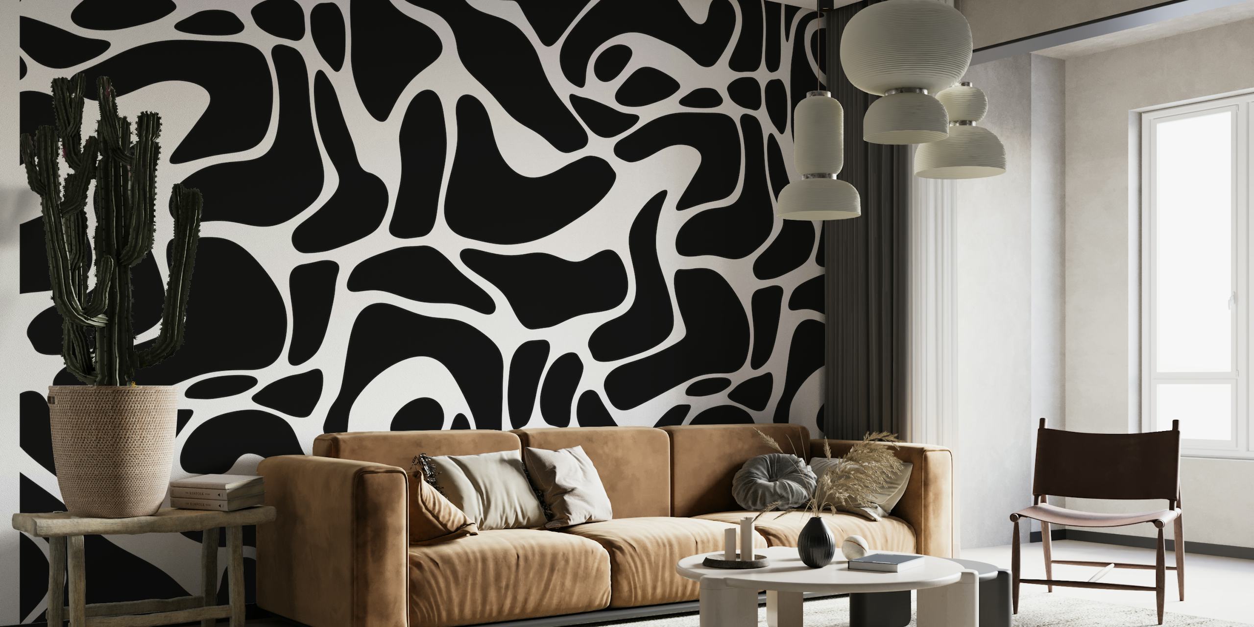 Organic design - minimalist black and white wallpaper