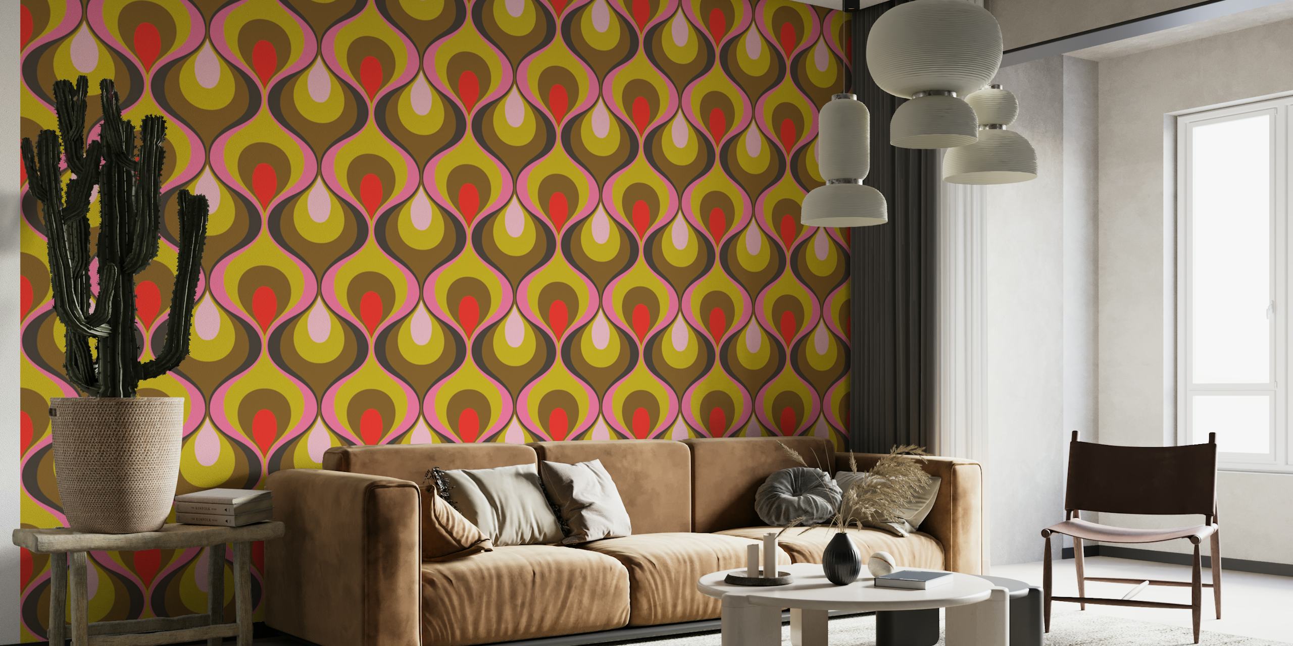Design de papel de parede Retro Mood 10 em um quarto