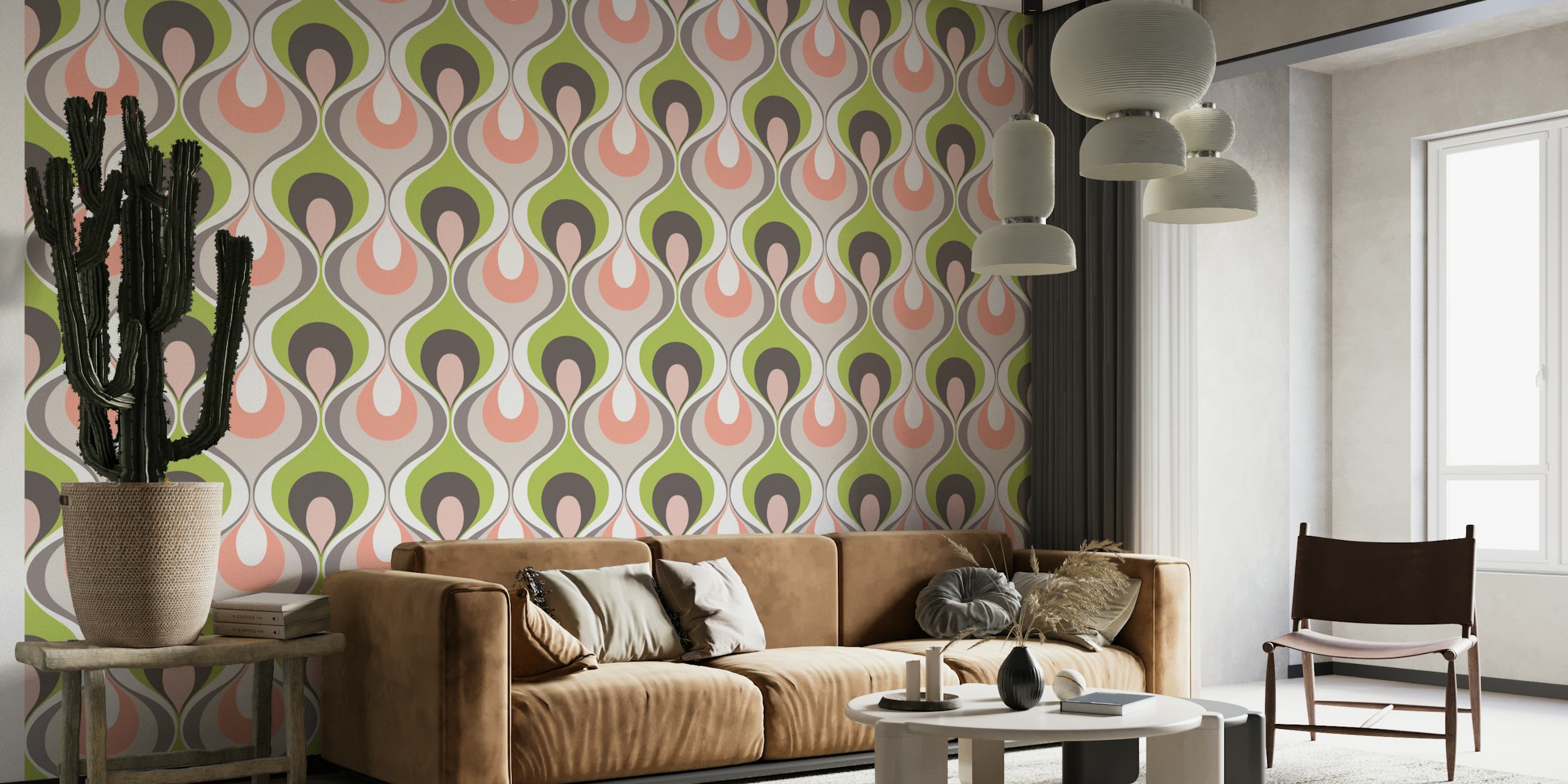 Design de papel de parede Retro Mood 13 em um quarto