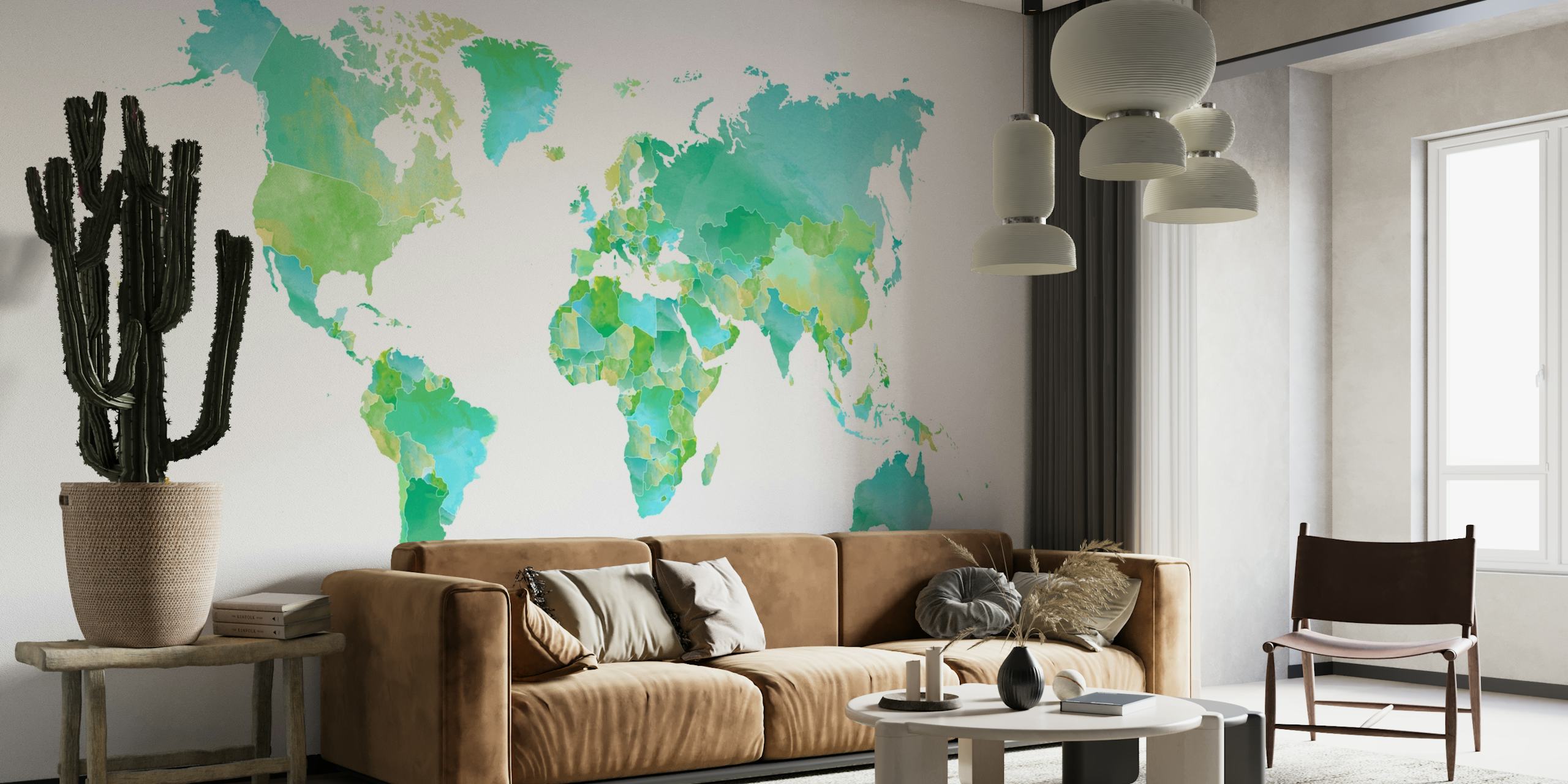 World Map In Green and Blue tapeta