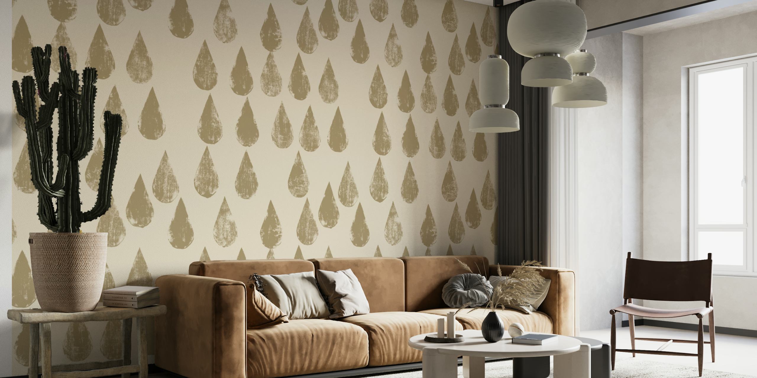 Design de papier peint Golden Drops dans une chambre