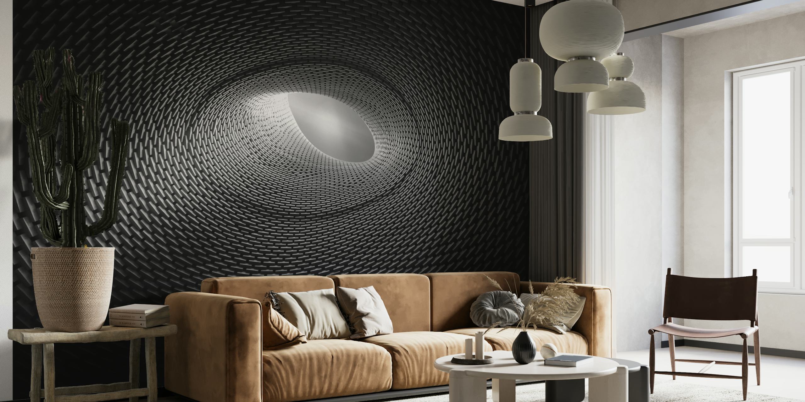 Abstract black and white NYC-inspired wall mural design