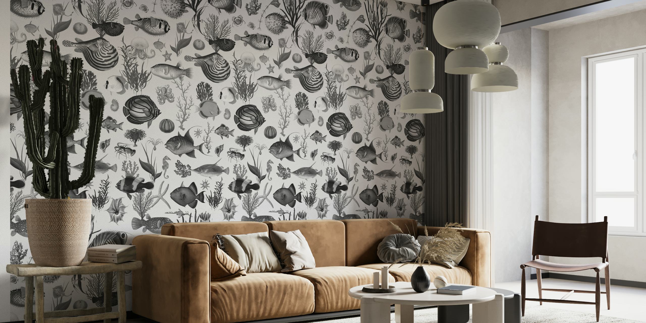 Oceania in Black White Grey wallpaper