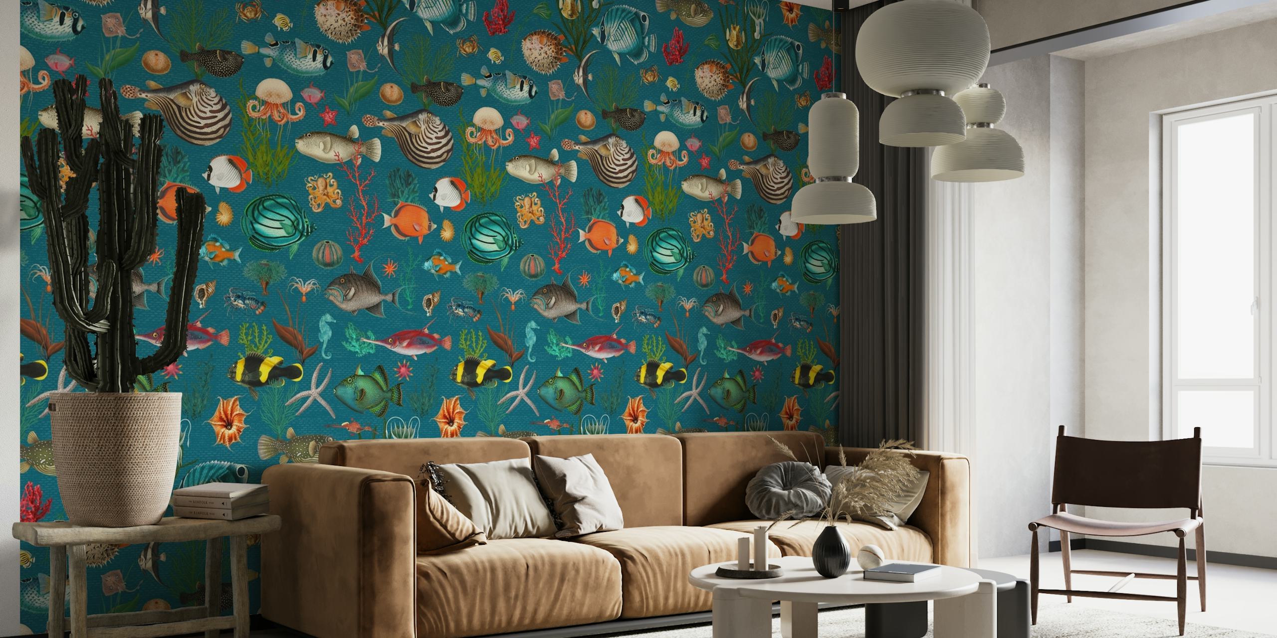 Oceania in teal blue wallpaper