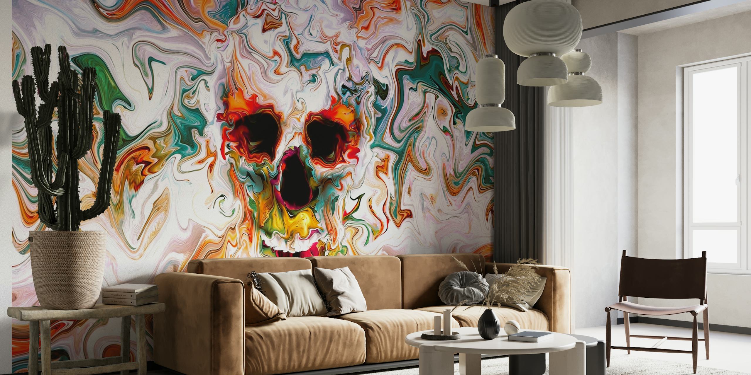 Abstract Skull tapet i et rom