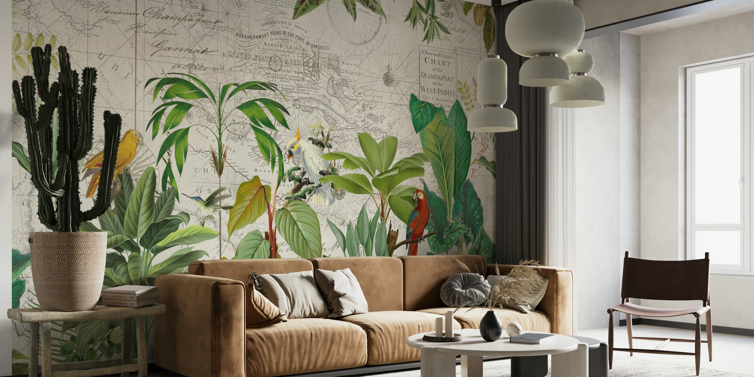 Tropical Birds Journey wallpaper design in a room