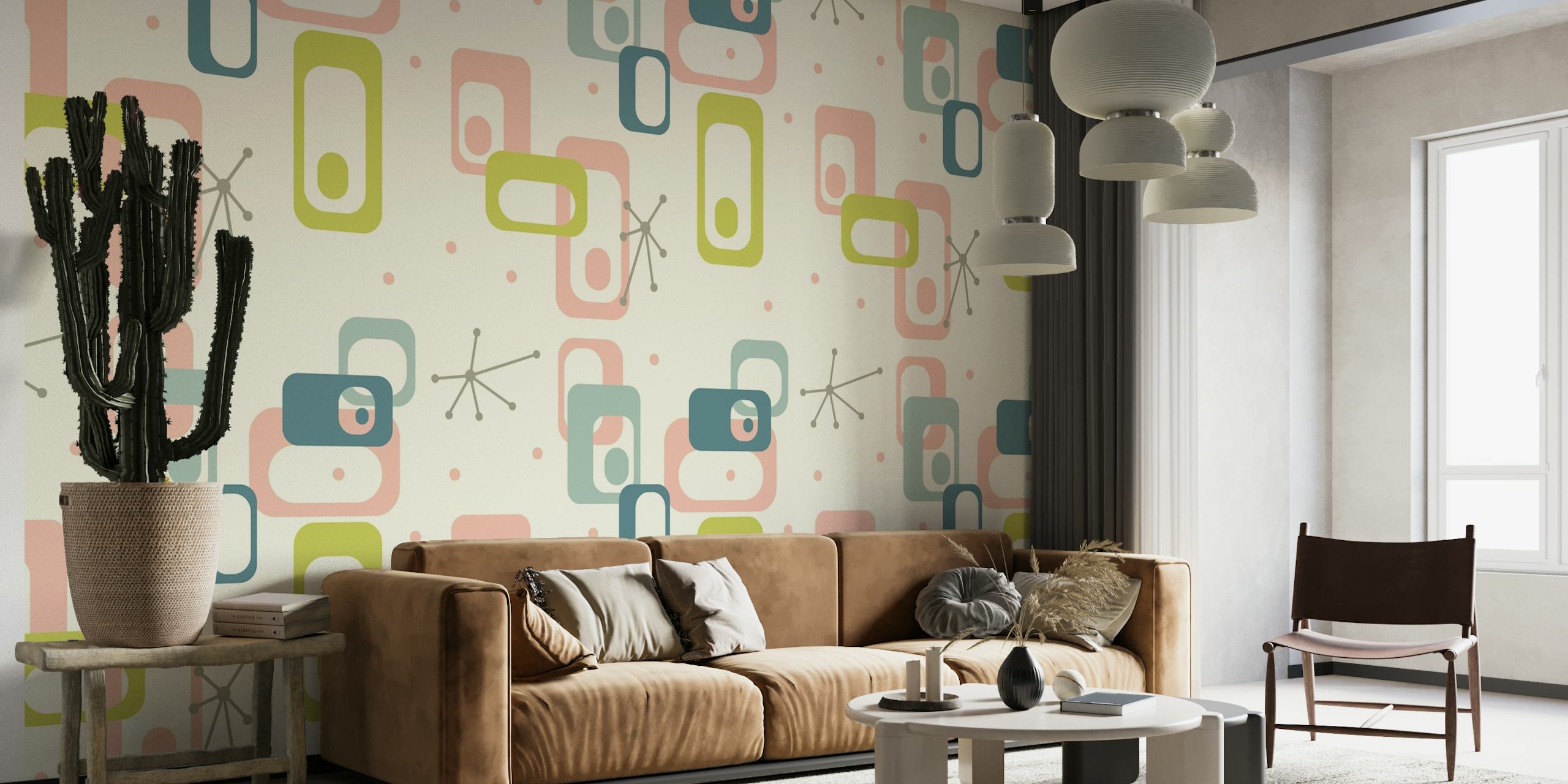 Handcrafted Mid Century Retro Atomic Age wallpaper with Space Age Designs