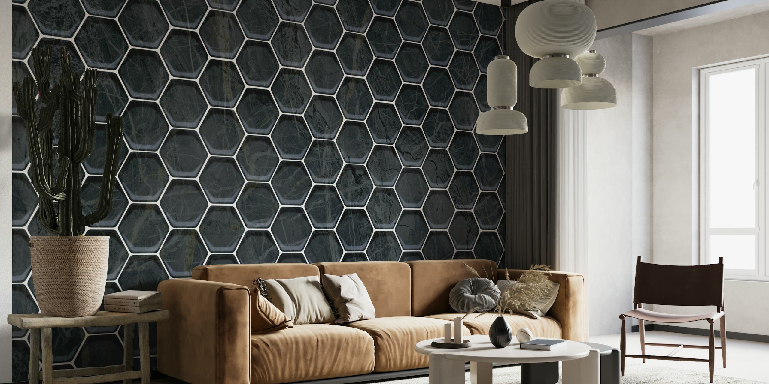 Marmor Hexagons papel de parede