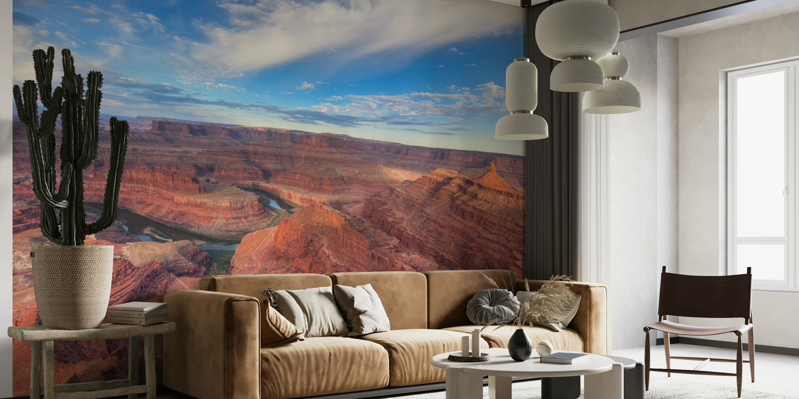 Sunrise over Dead Horse Canyon wall mural with river and red rock formations
