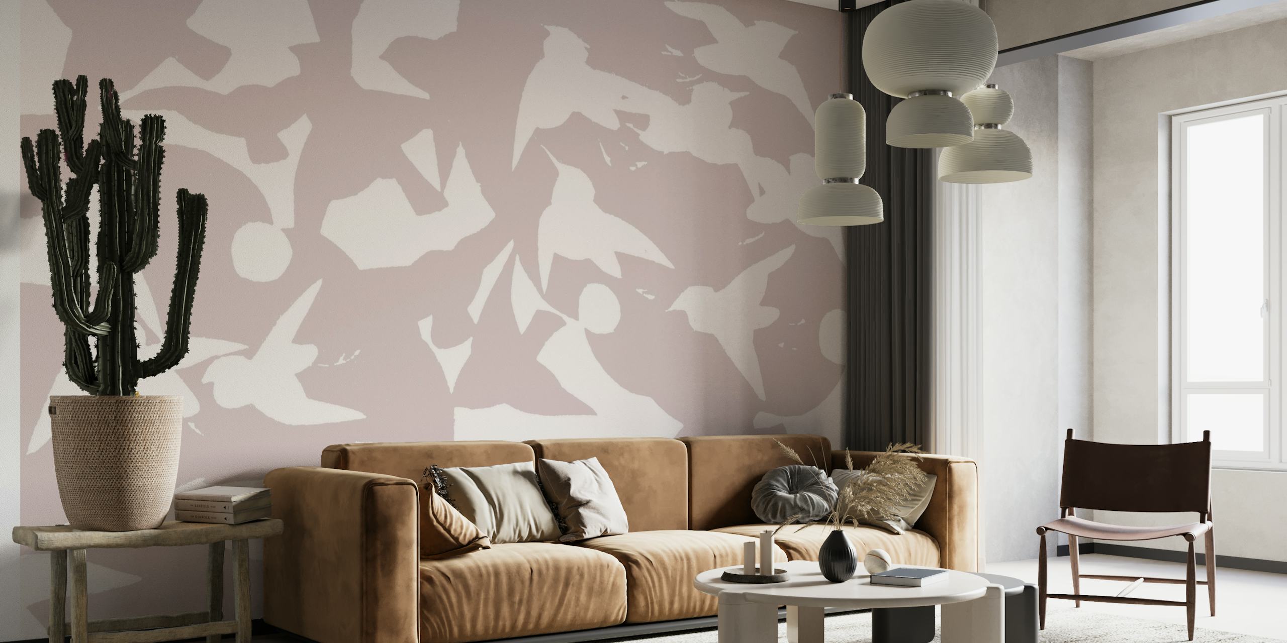 Blush Scandi Birds Wallpaper behang
