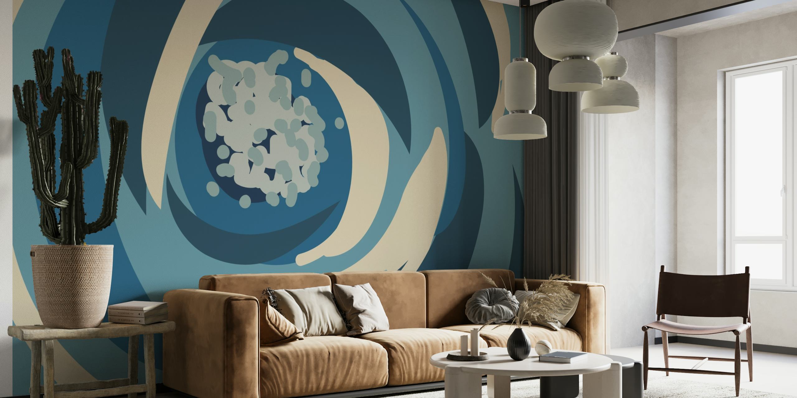 Scandi Blue Flower Wallpaper wallpaper