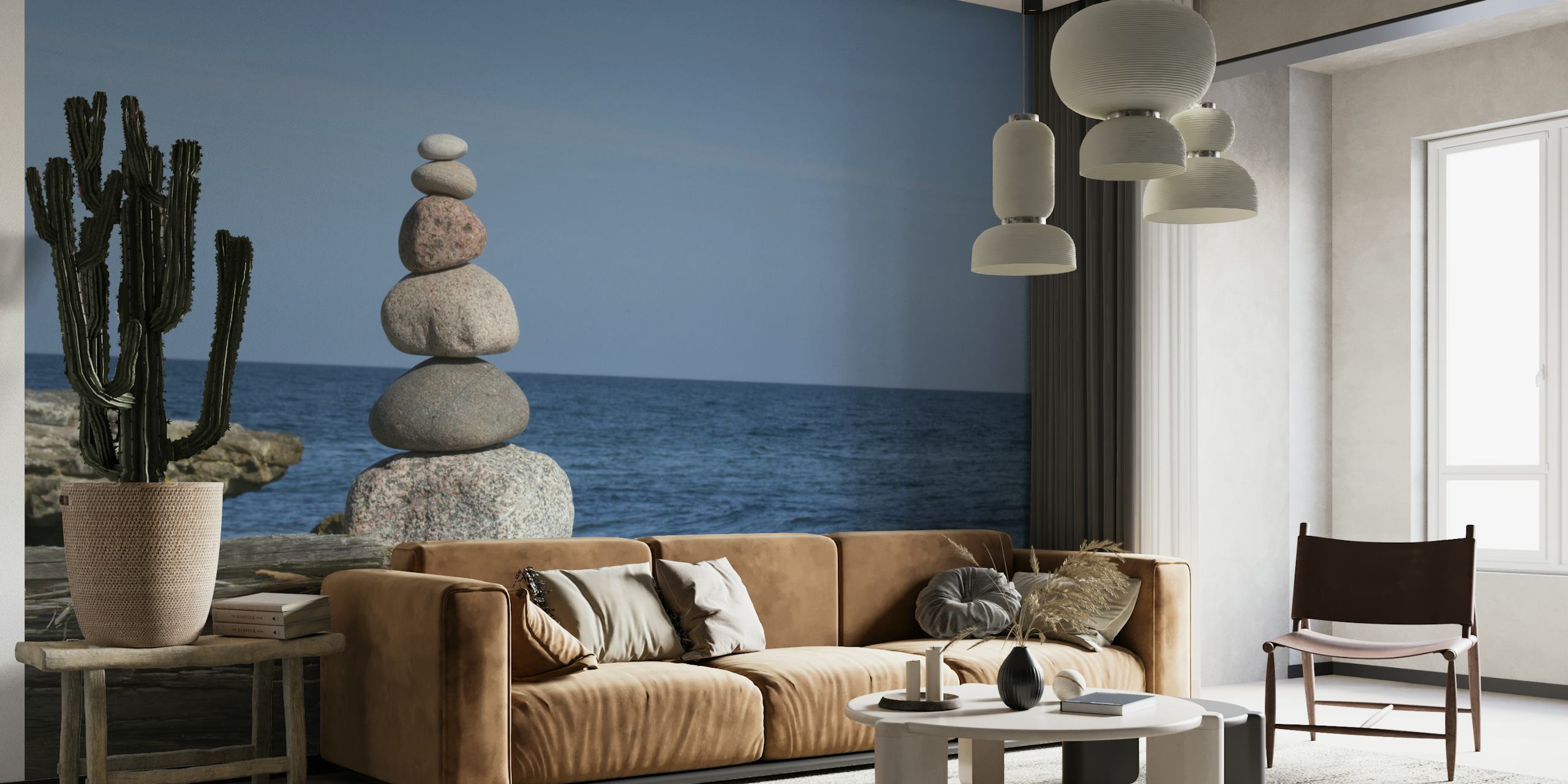 Papel pintado Rock balancing en un entorno sereno