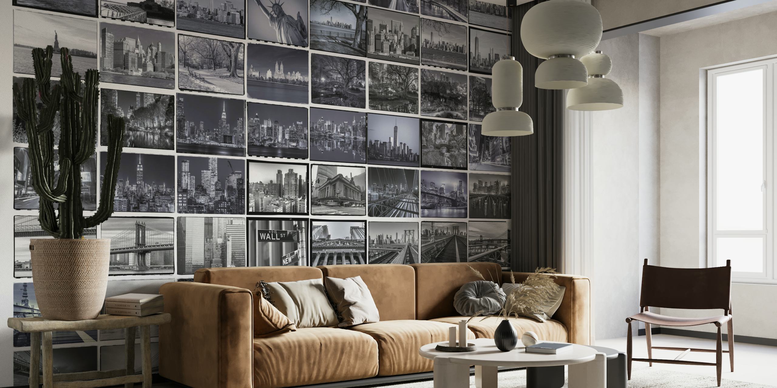 Collage d'images de New York en noir et blanc wallpaper