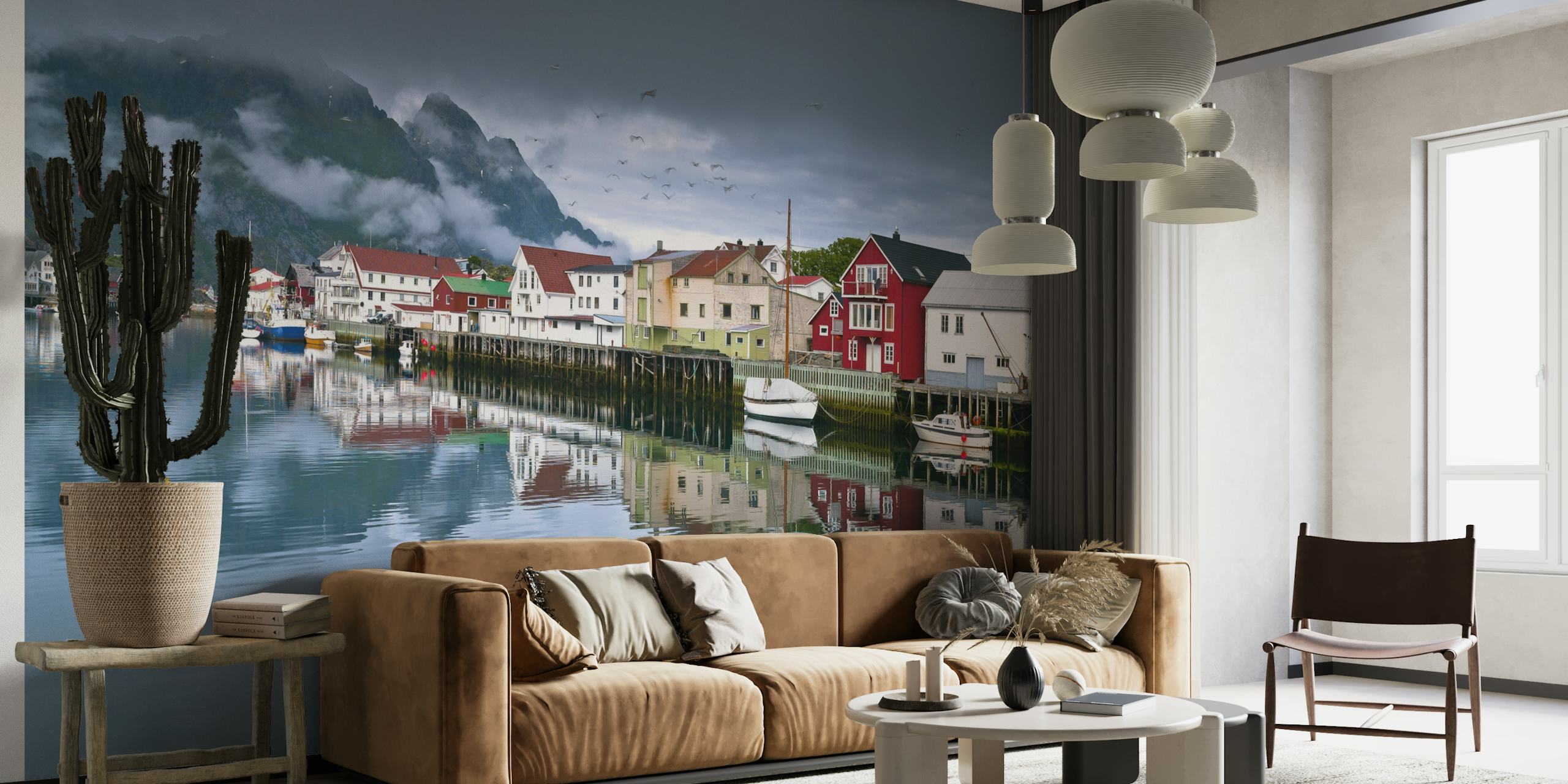Village in Lofoten Norway papel de parede