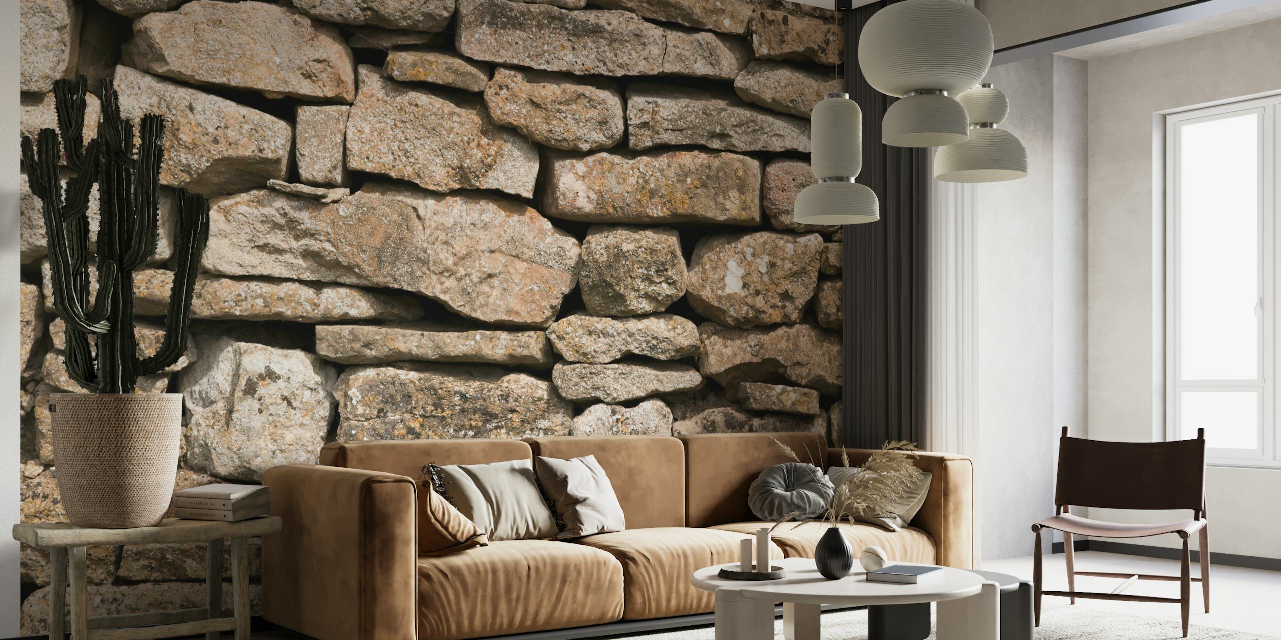 Carta da parati testurizzata Stone wall 3 in una stanza
