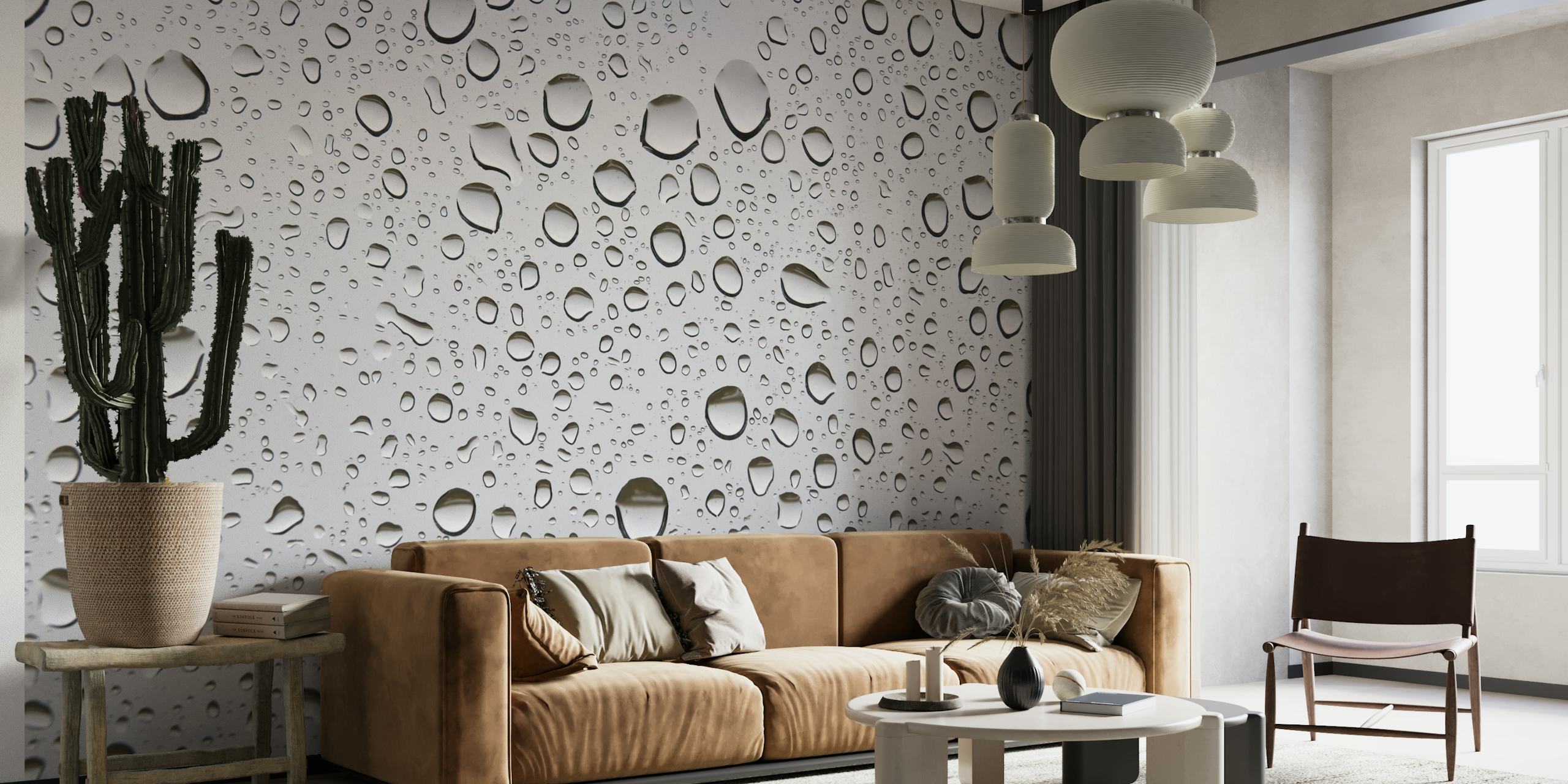 Gotas de agua en diseño de papel tapiz de vidrio