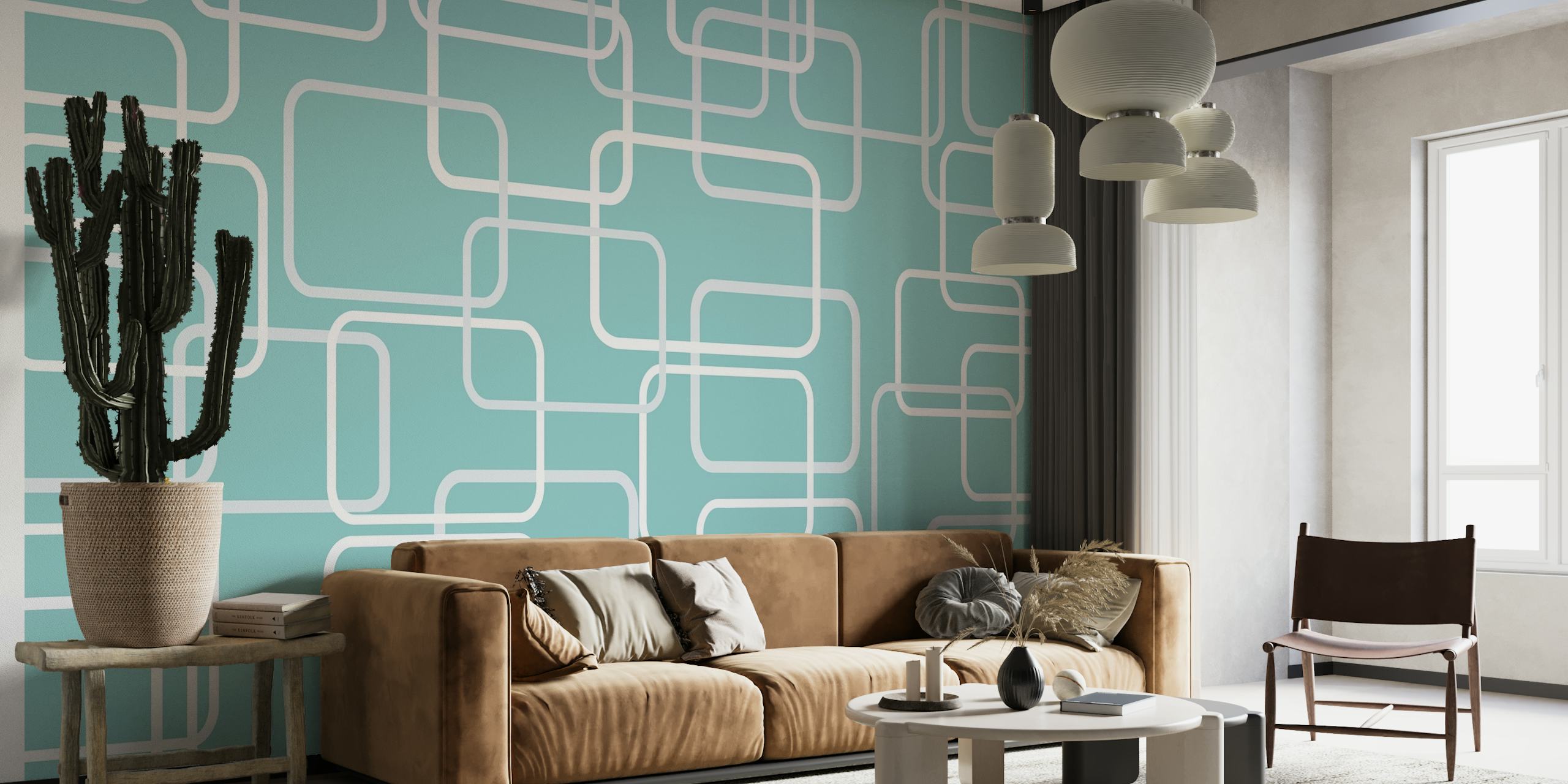 Image showing the vibrant and stylish Midcentury Aqua wallpaper