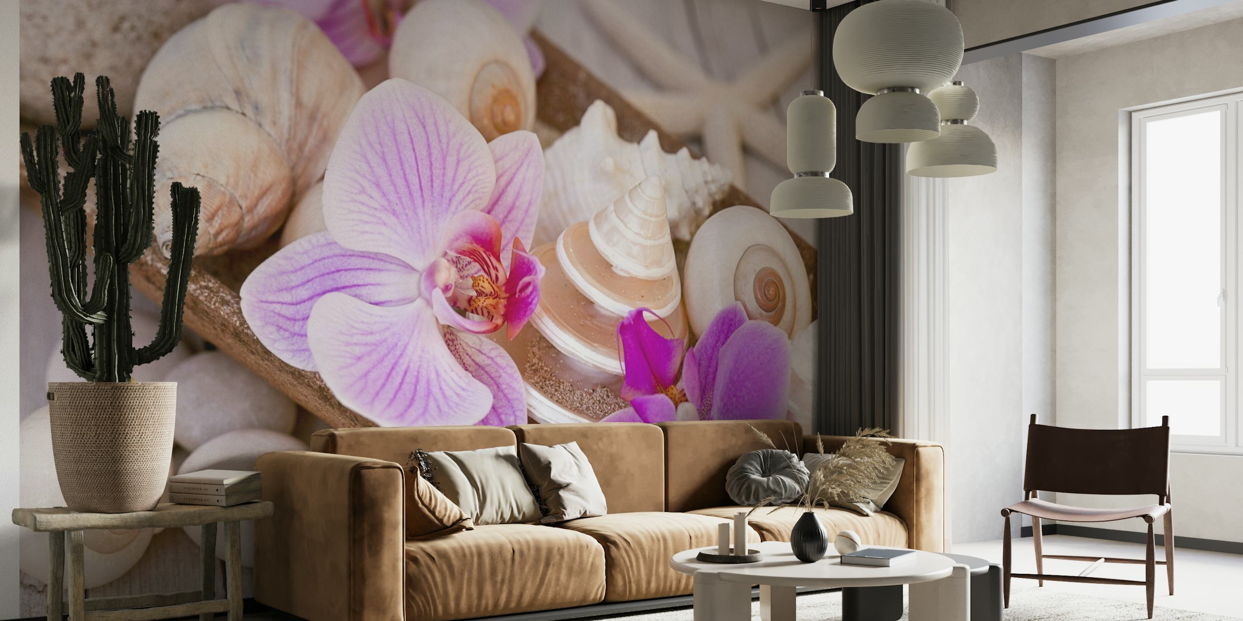 Orchid And Shells Still Life papel de parede