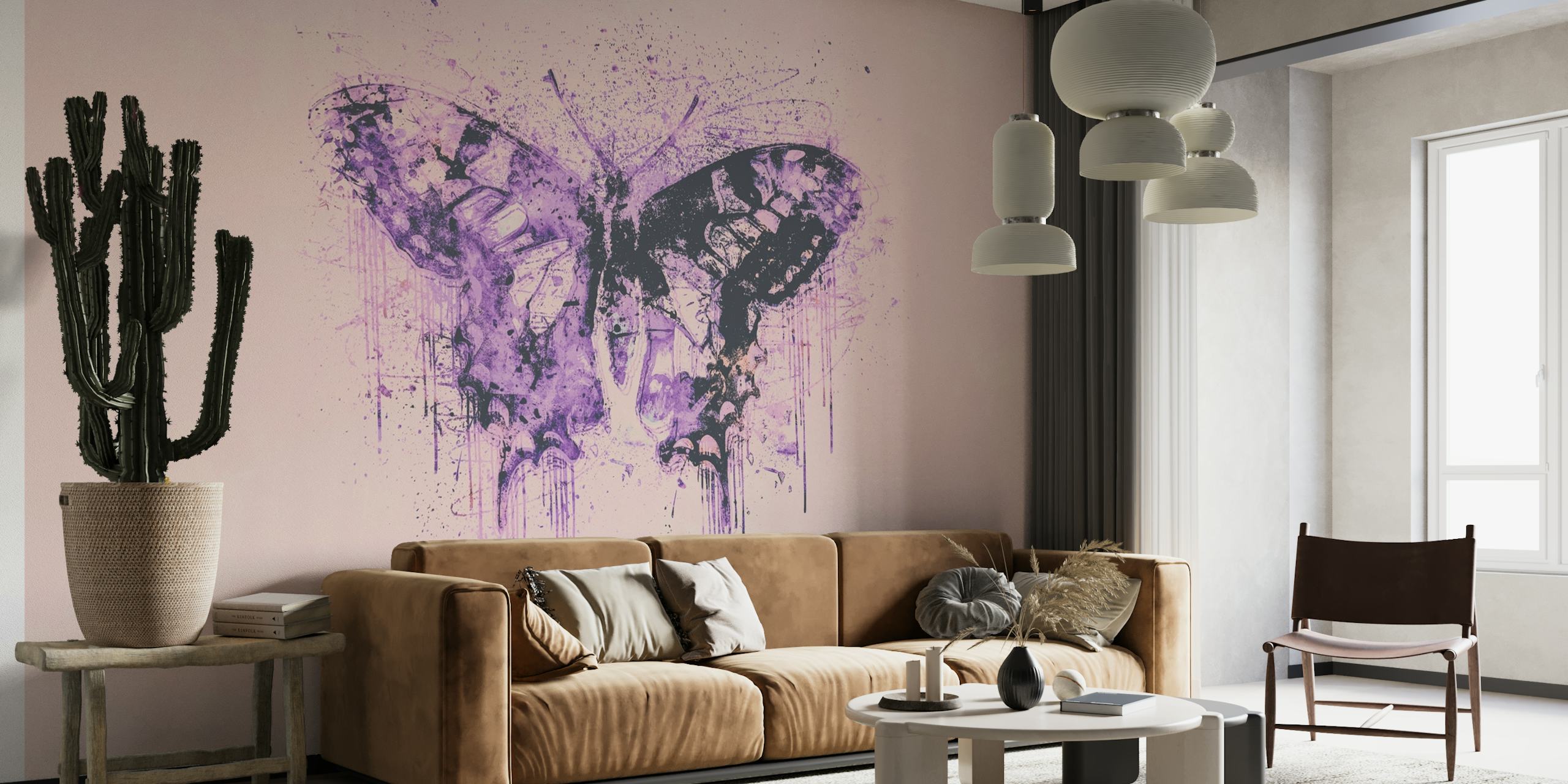 Artsy Purple Butterfly papel de parede