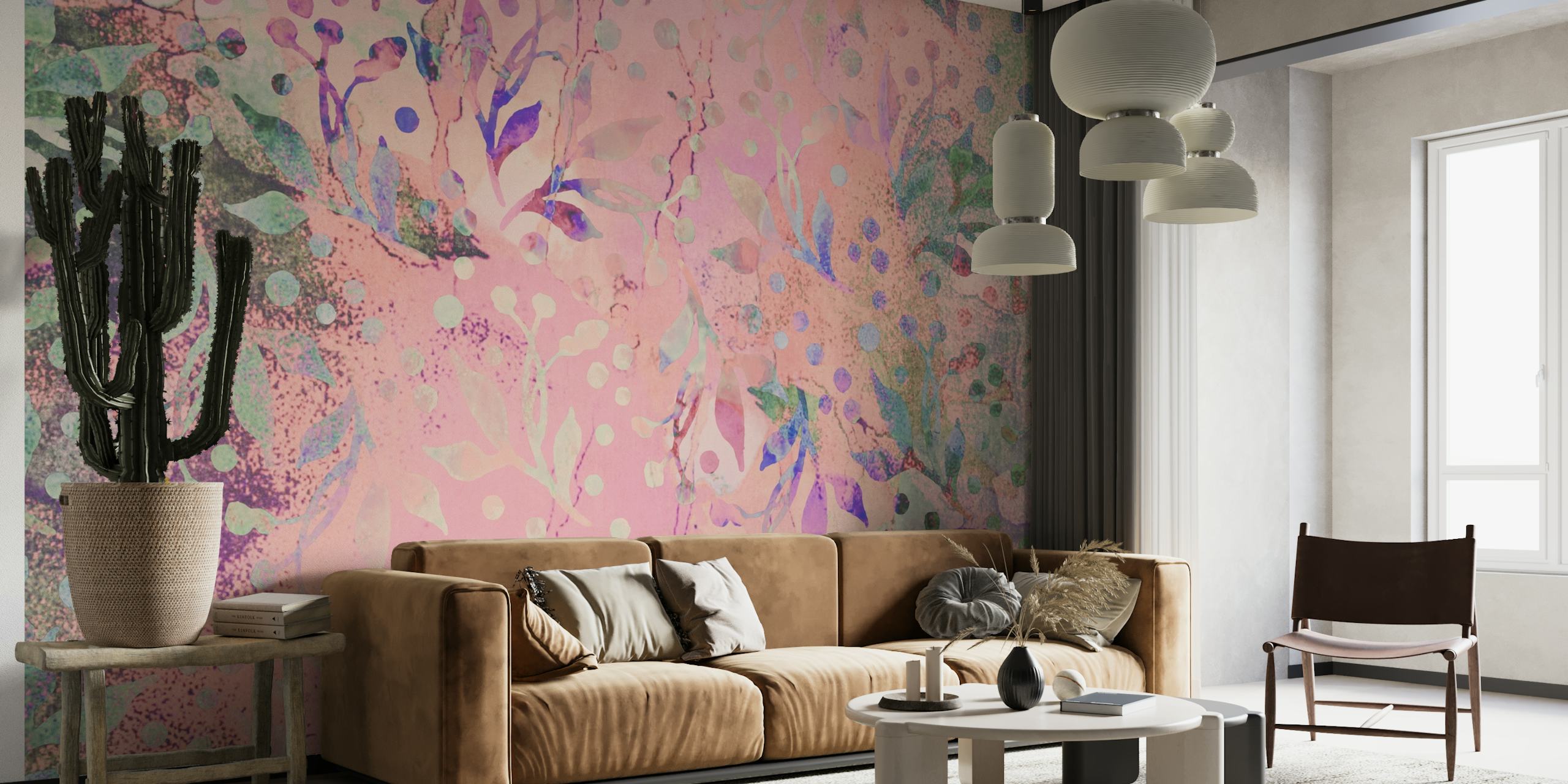 Pink Abstract Floral tapet