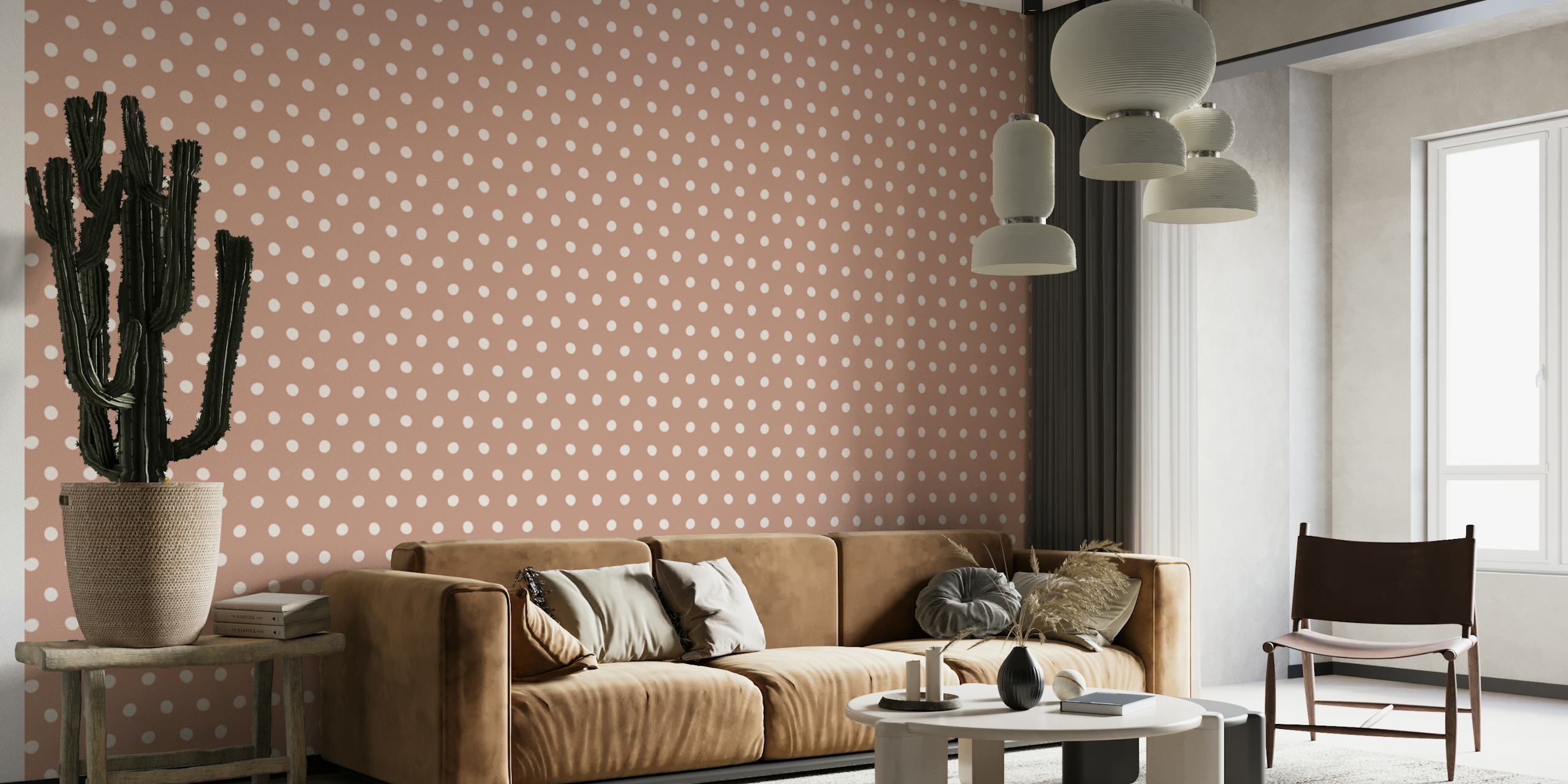 Ταπετσαρία Wonky Dots_brown σε ένα δωμάτιο