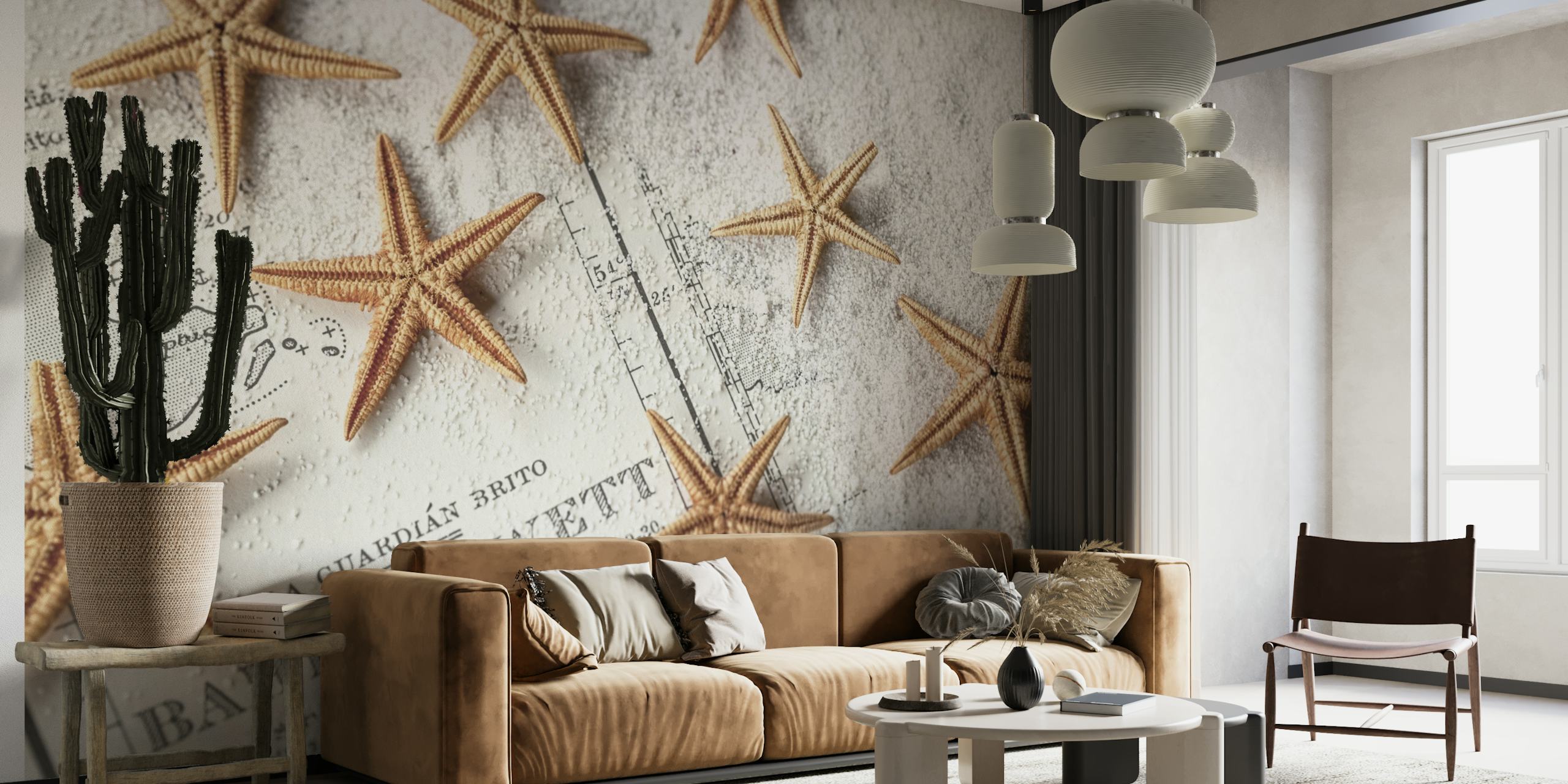 Starfish And Old Map behang