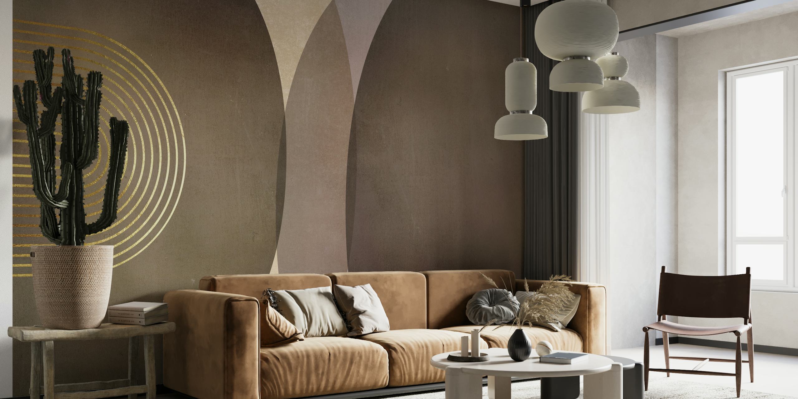 Modern Mid Century Rustic wallpaper in a room