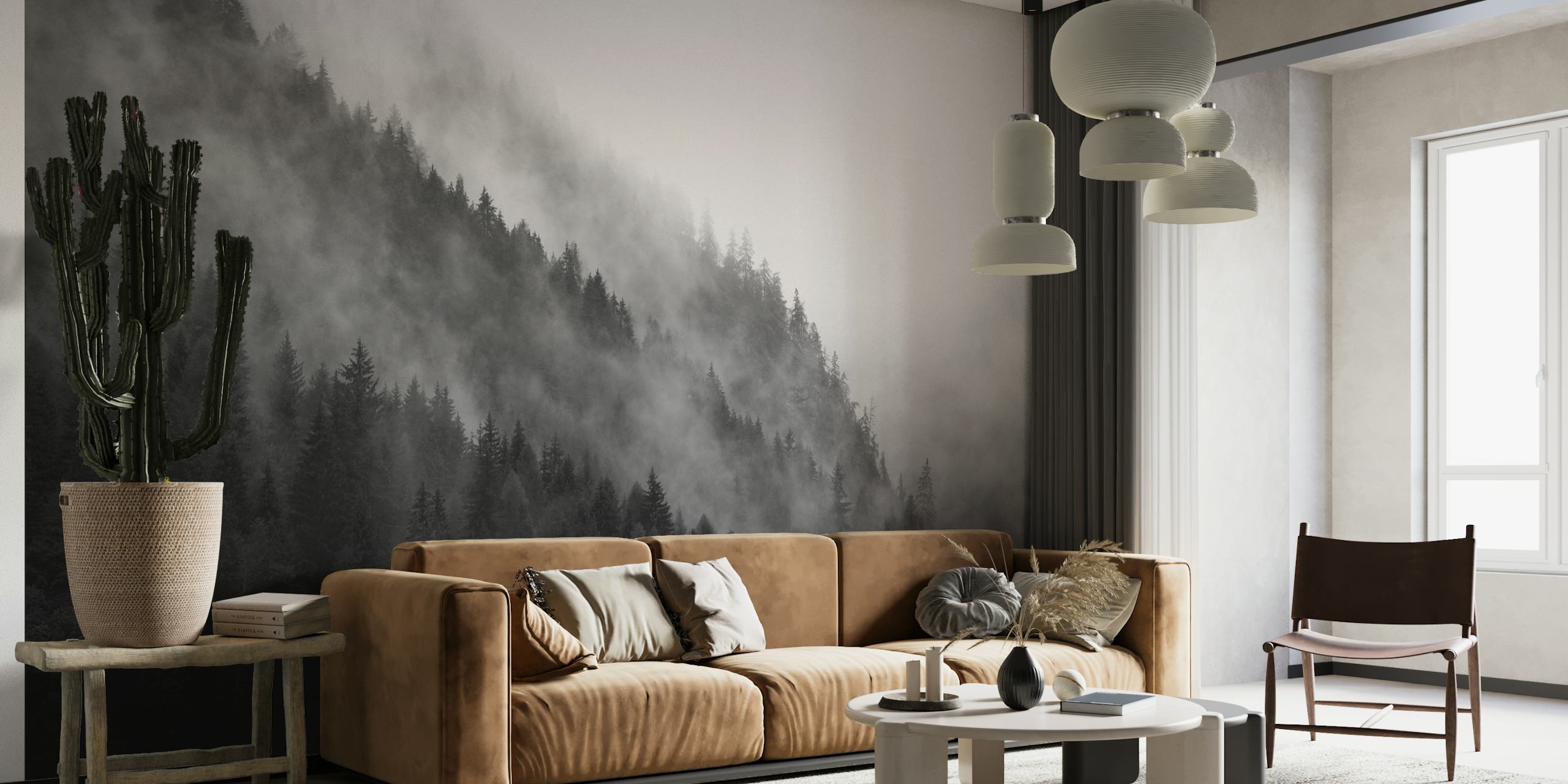 Mountain Mist Monochrome wallpaper