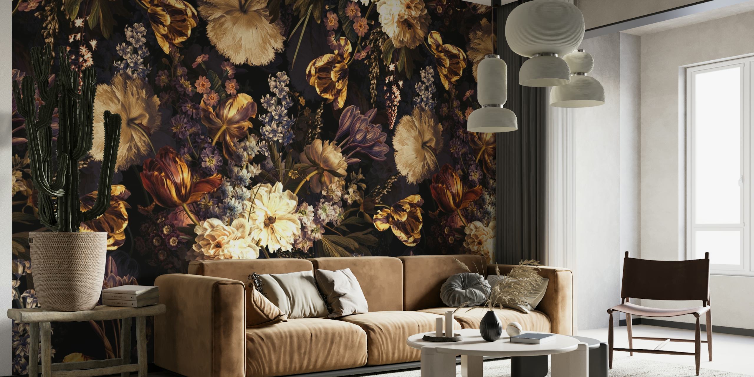 Baroque floral wallpaper in a stylish room