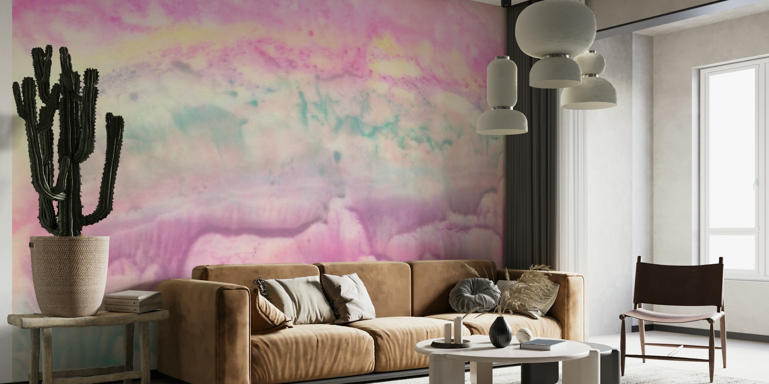 Unicorn Tie Dye wallpaper in a stylish room