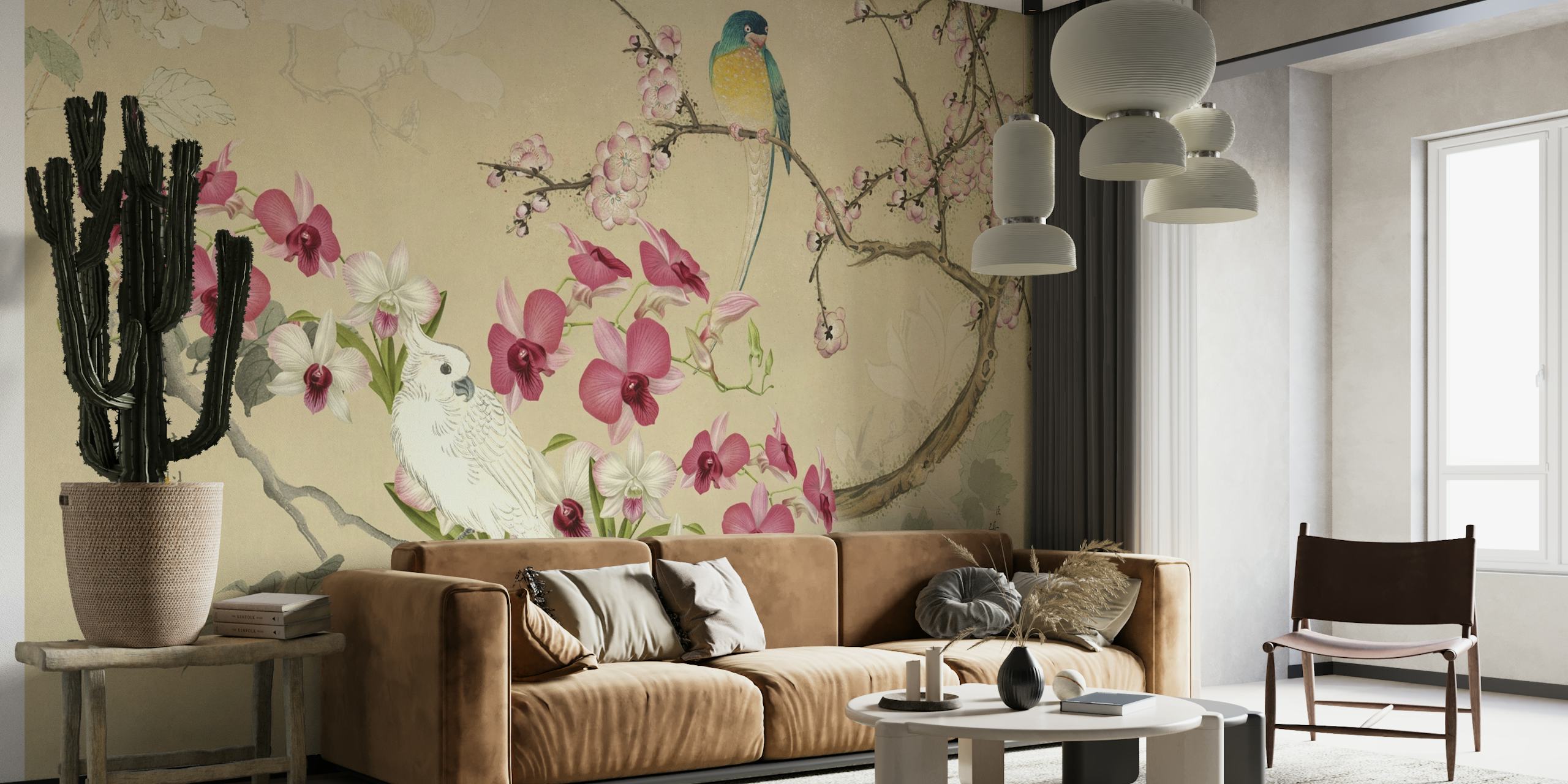 Floral Chinoiserie Cockatoo papiers peint