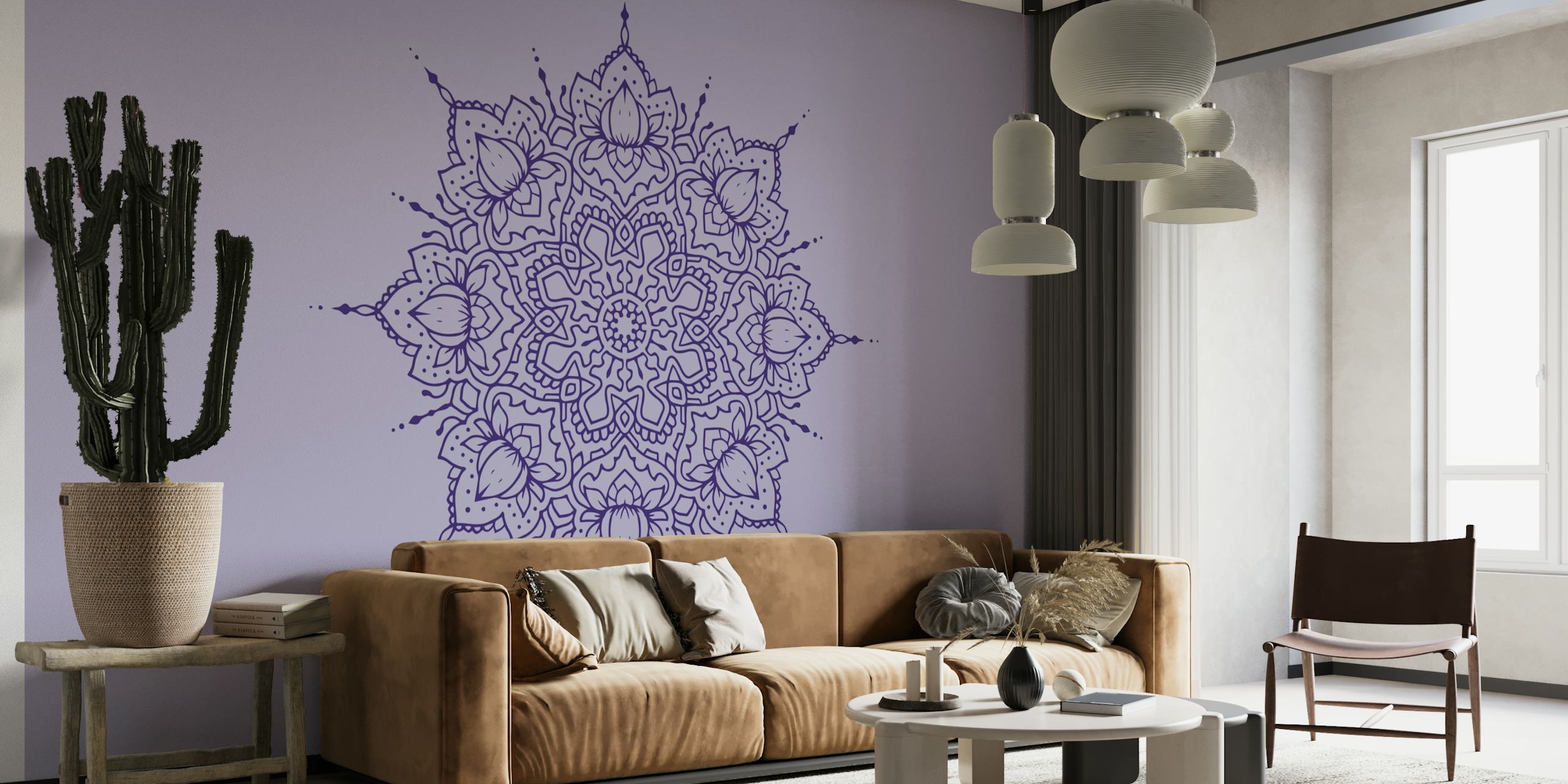 Lotus Mandala in Purple papel pintado