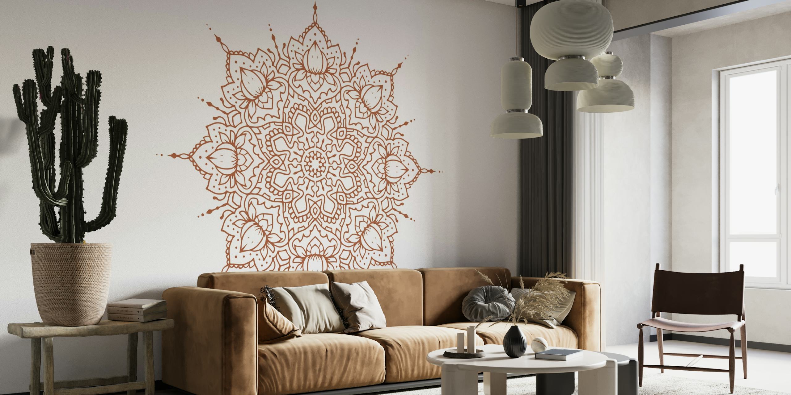 Lotus Mandala in Russet papiers peint