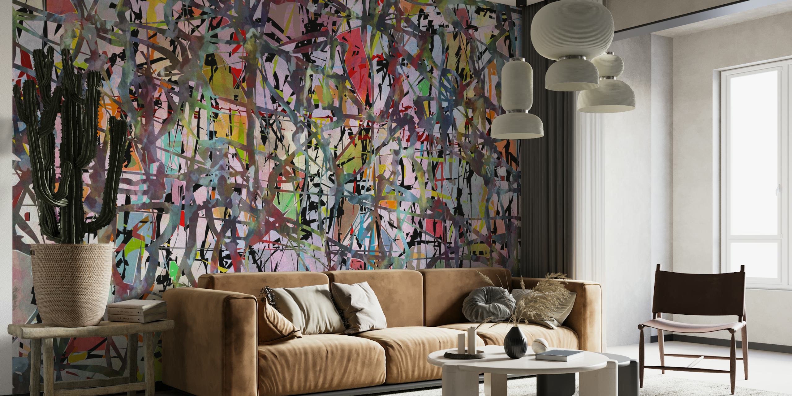 Pollock Wink 6 colorful wallpaper in a room