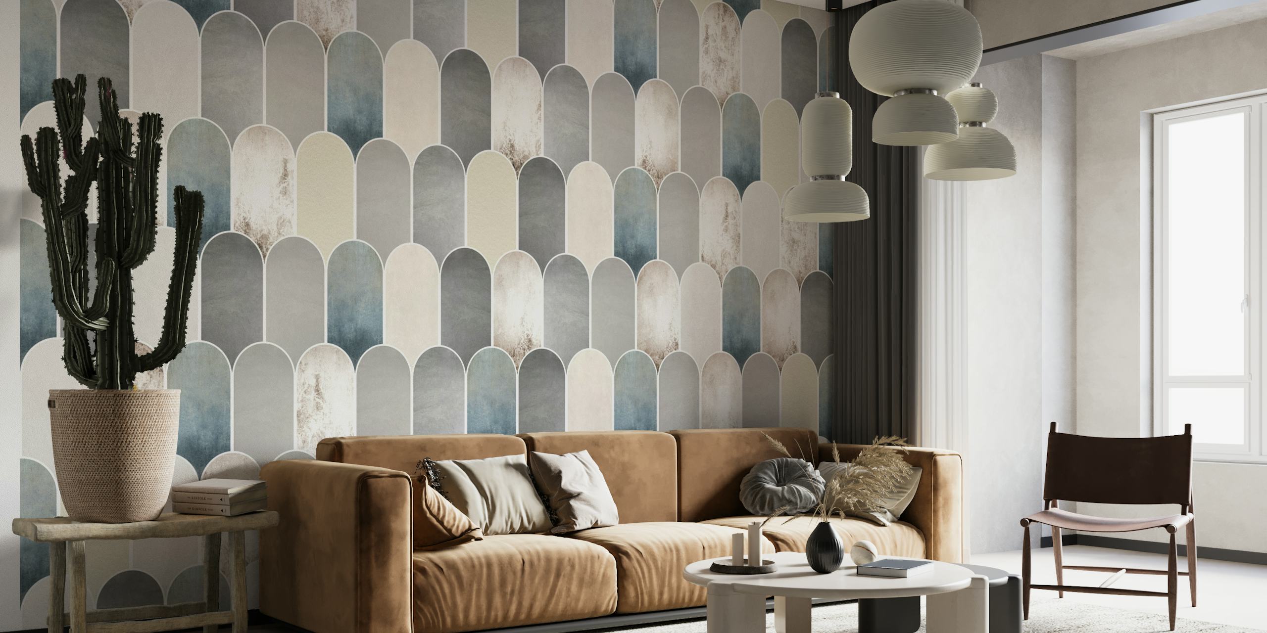 Tiled Wall in Neutral Tones ταπετσαρία