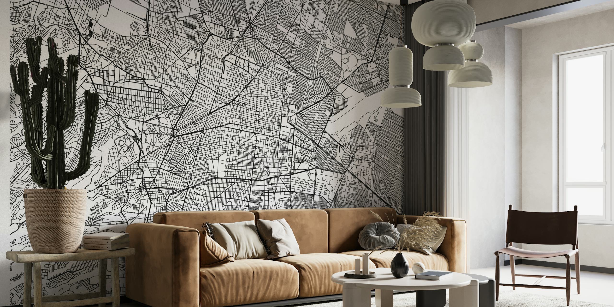 Monochrome city map design with intricate streets and layouts wallpaper