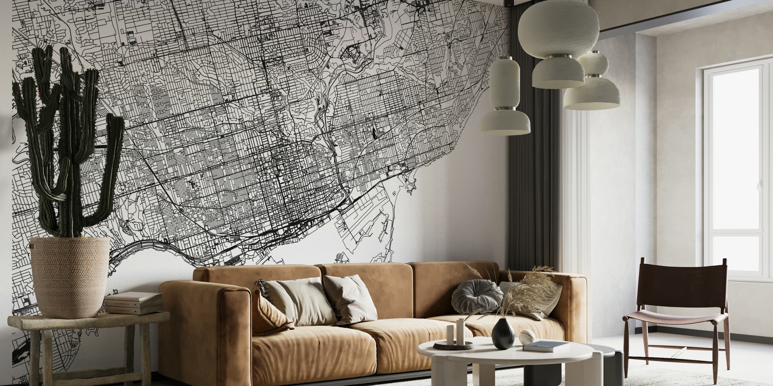 Highly-detailed Toronto City map wallpaper mural
